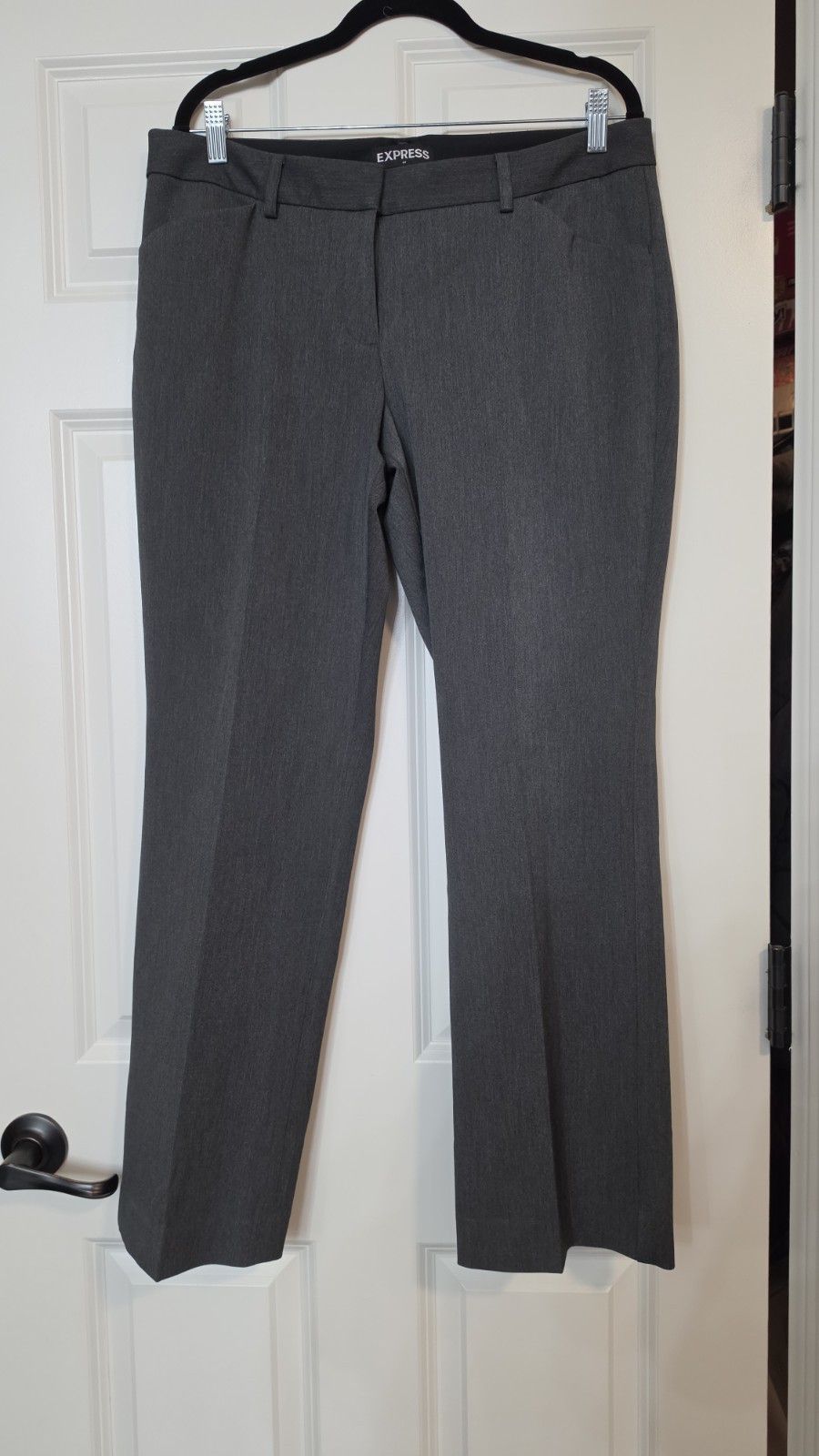 Express Editor Barely Boot Pants Women’s 12 Short Gray Stretch Dress NWOT