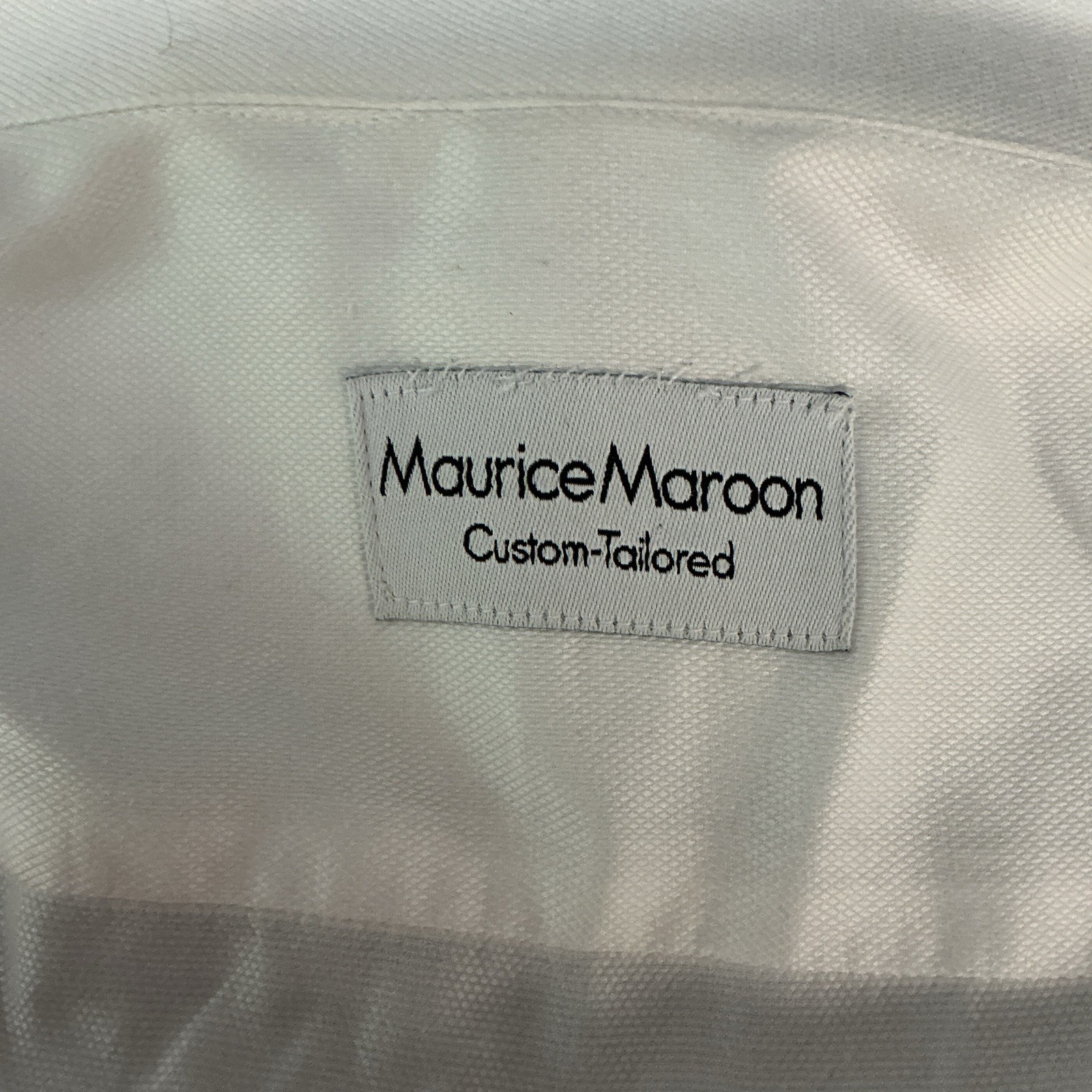 Maurice Maroon Cotton Solid White Custom-Tailored Dress Shirt 16.5 34/35