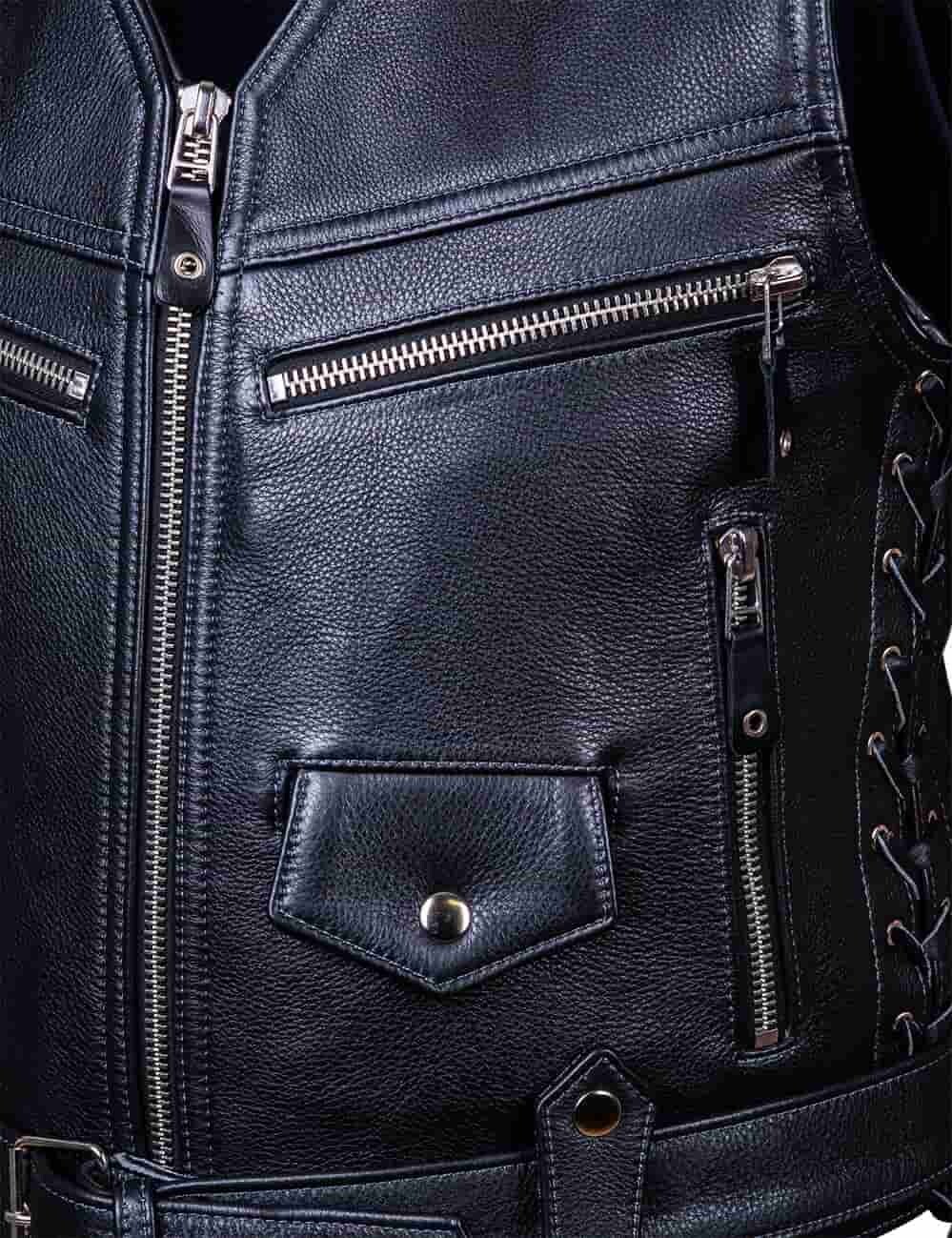 Rock Leather Biker Vest black Art