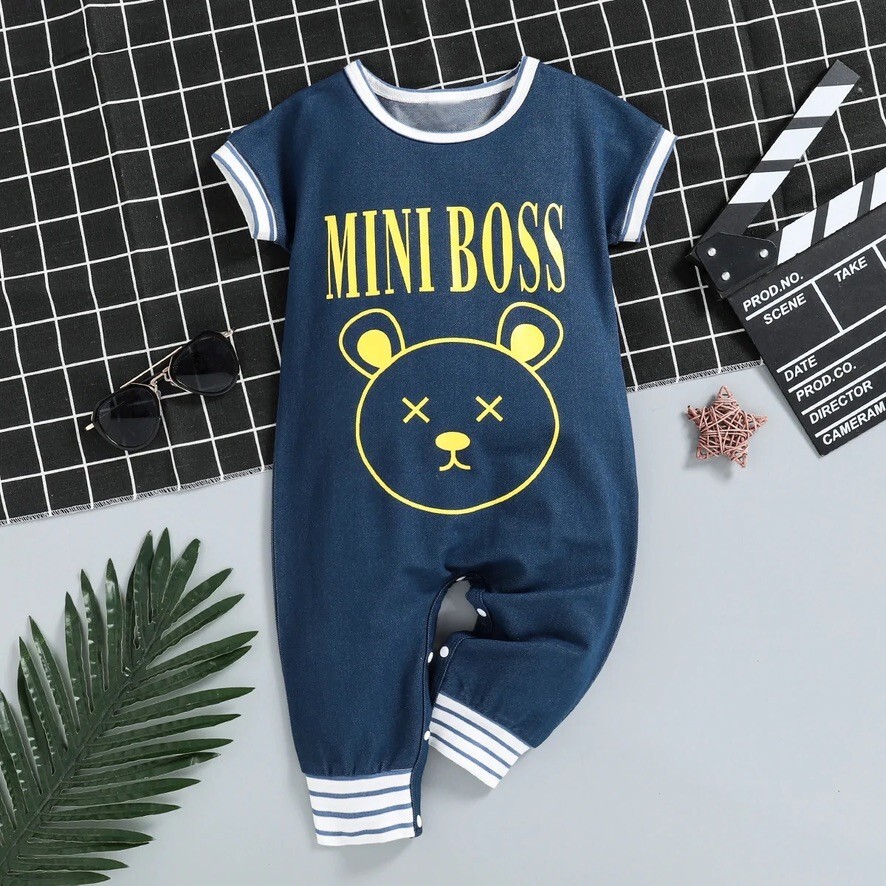 Baby Boy Cartoon Print Jumpsuit-Newborn-18Months