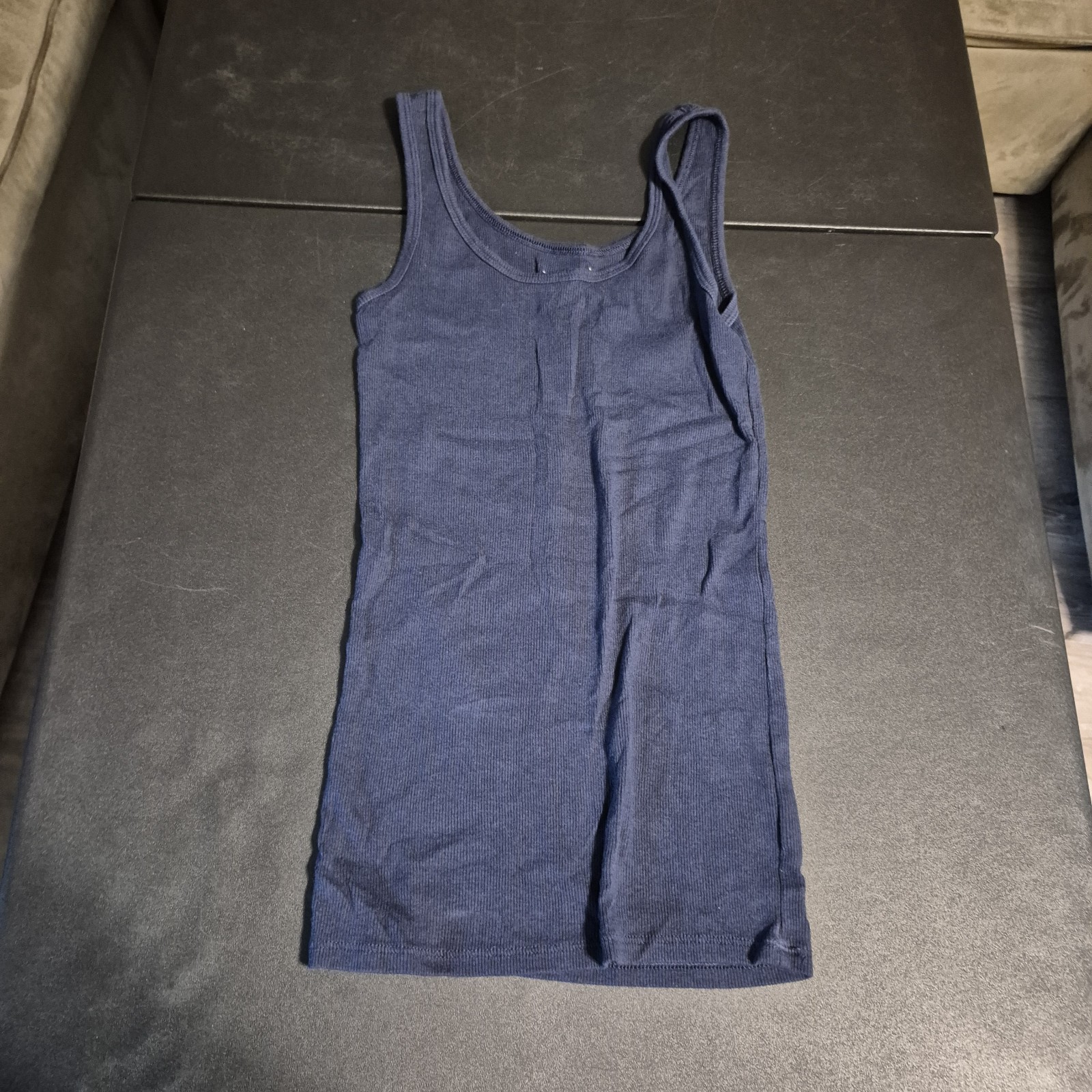 Time and Tru Womens XS Blue Solid Ribbed Knit Sleeveless Tank Top Regular