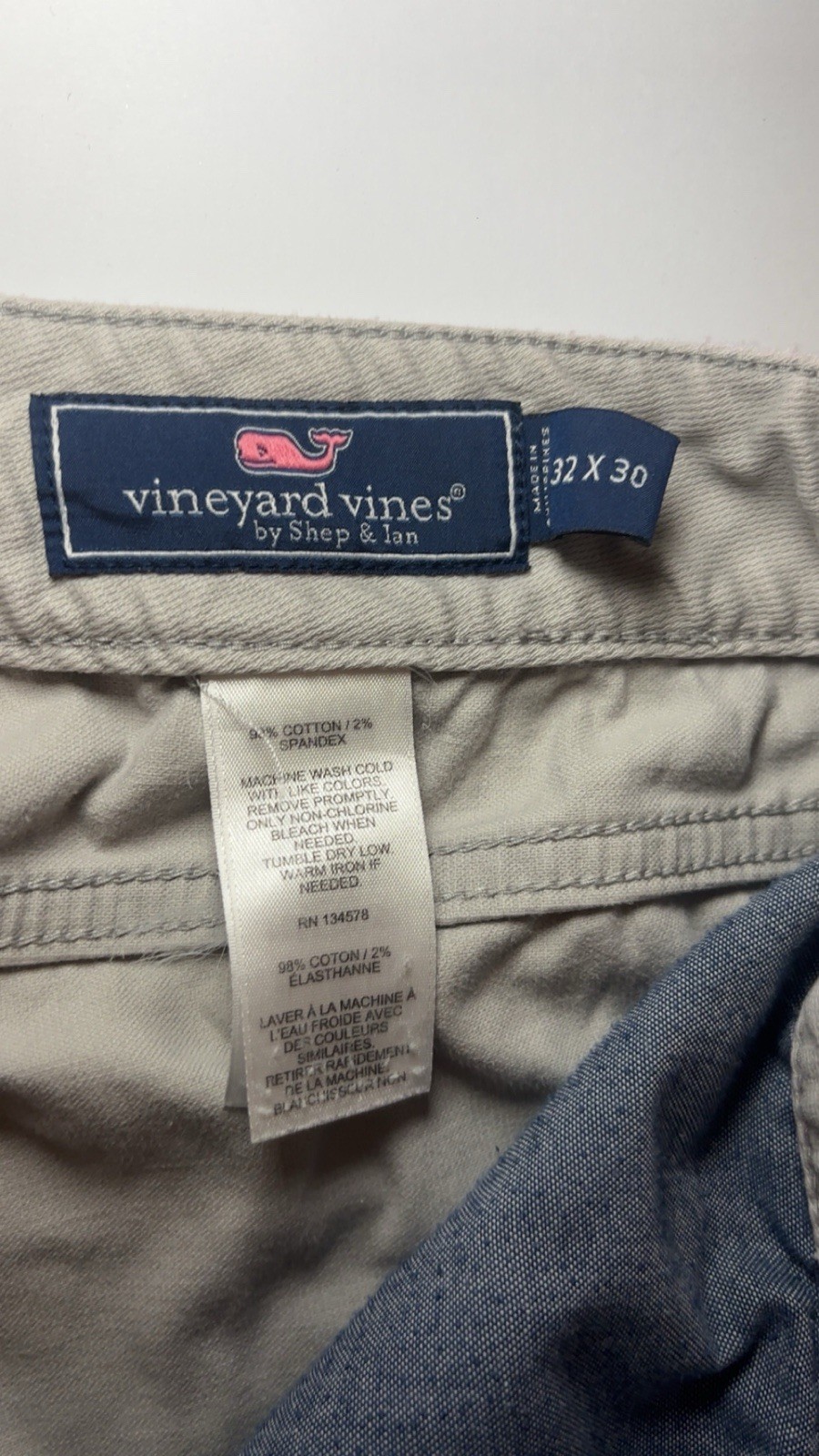 Vineyard Vines Men’s 32 Beige Twill Stretch Pants Slim Straight 5-Pocket