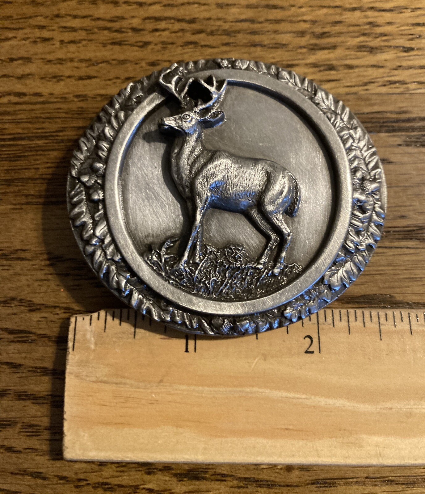 1985 Bergamot Brass Works C75 Whitetail Deer Belt Buckle Made USA