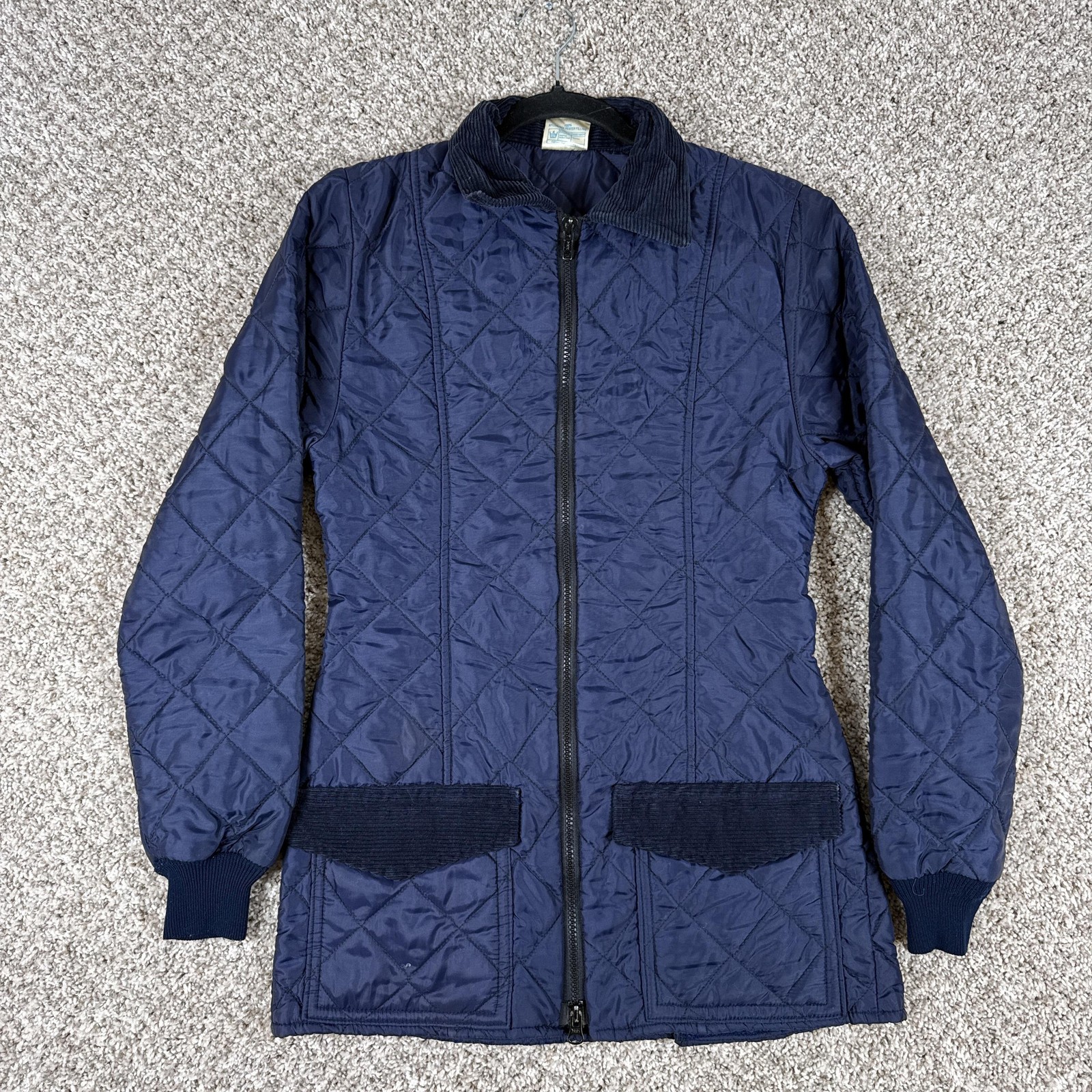 Vintage Beaver Of Bolton Jacket Womens 32 Blue Quilted Made England 70s