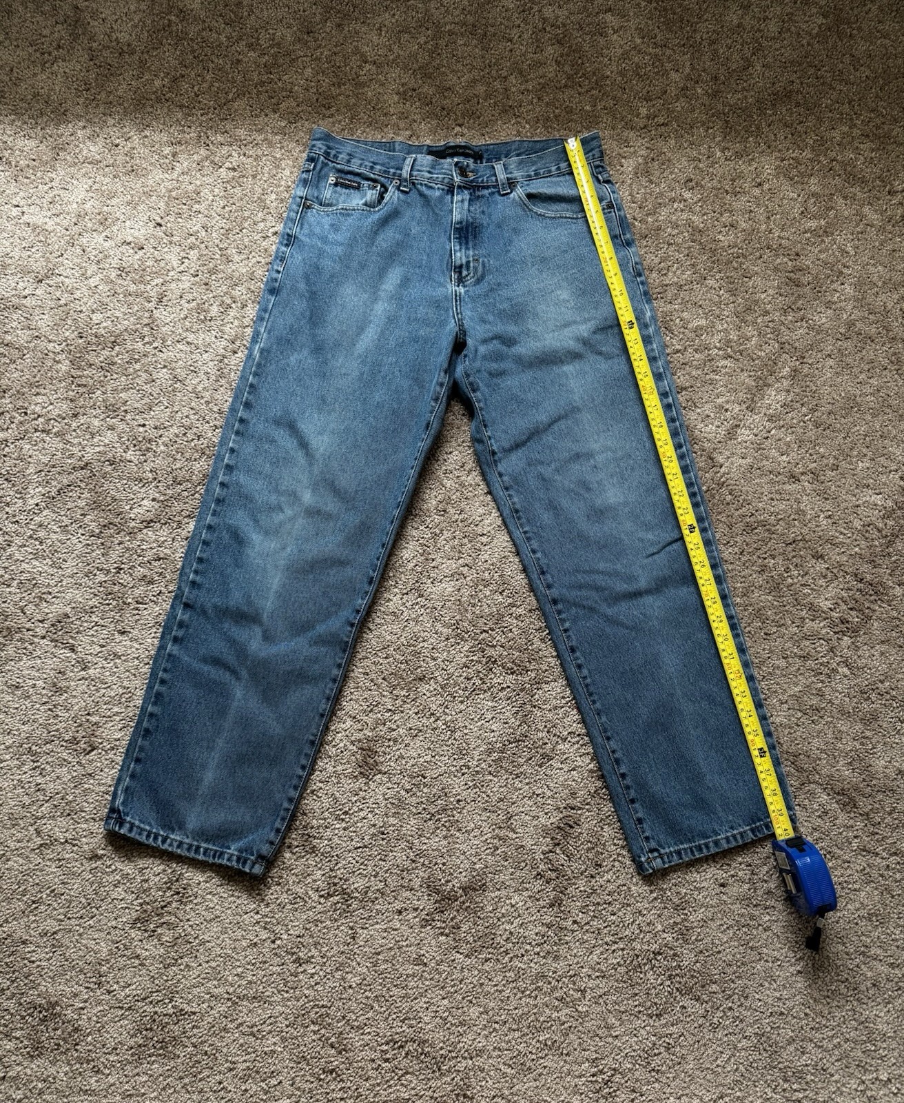 Calvin Klein Jeans Men’s Blue Medium Wash Straight Denim Cotton Vintage Cut Y2K