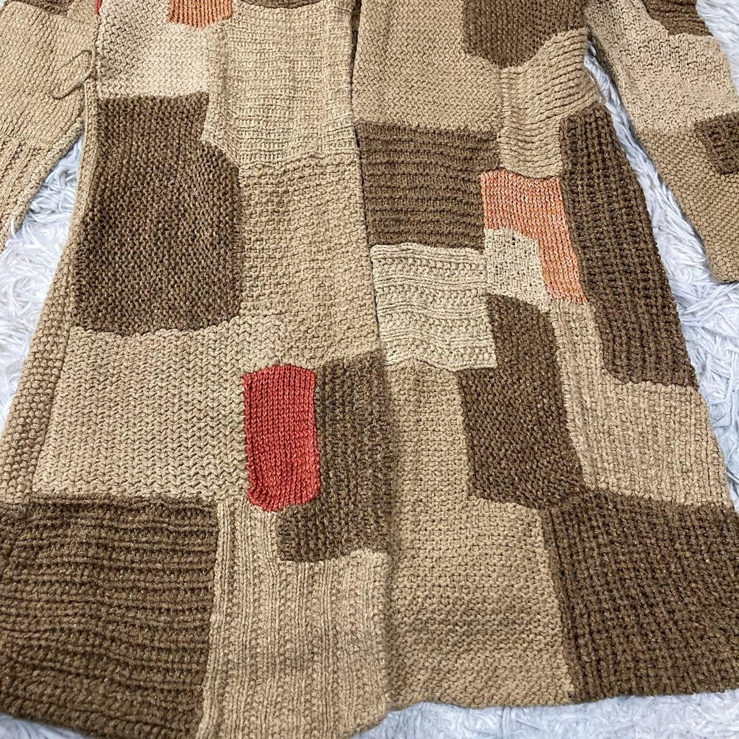 RALPH LAUREN Silk Patchwork Long Cardigan Size L Shoulder 50cm 19.7in Luxury