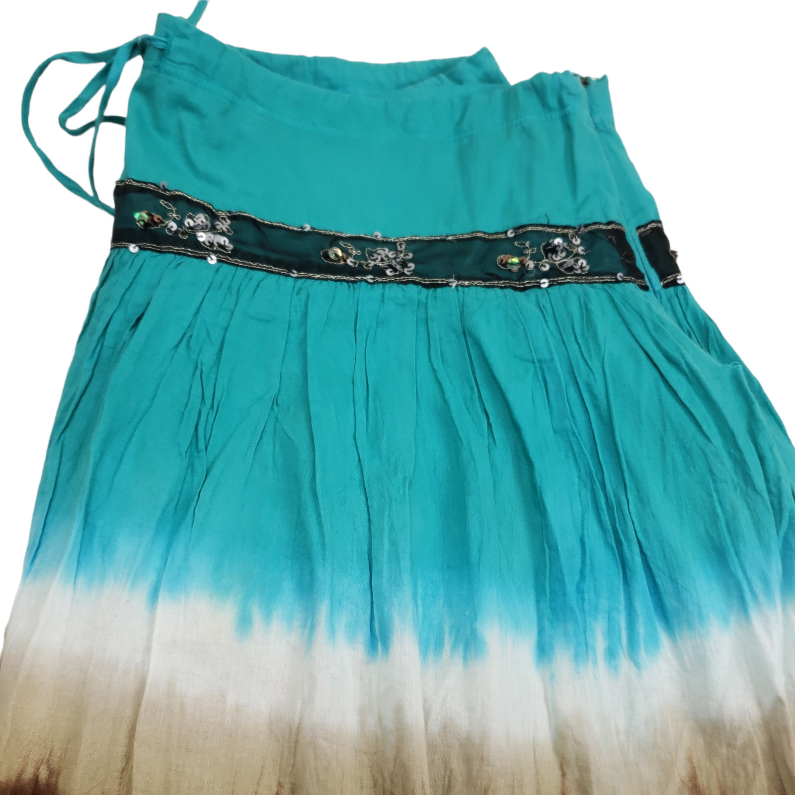 Rampage Clothing Co Skirt Medium Green Tie Dye Pleated Side Zip Draw Tie Waist