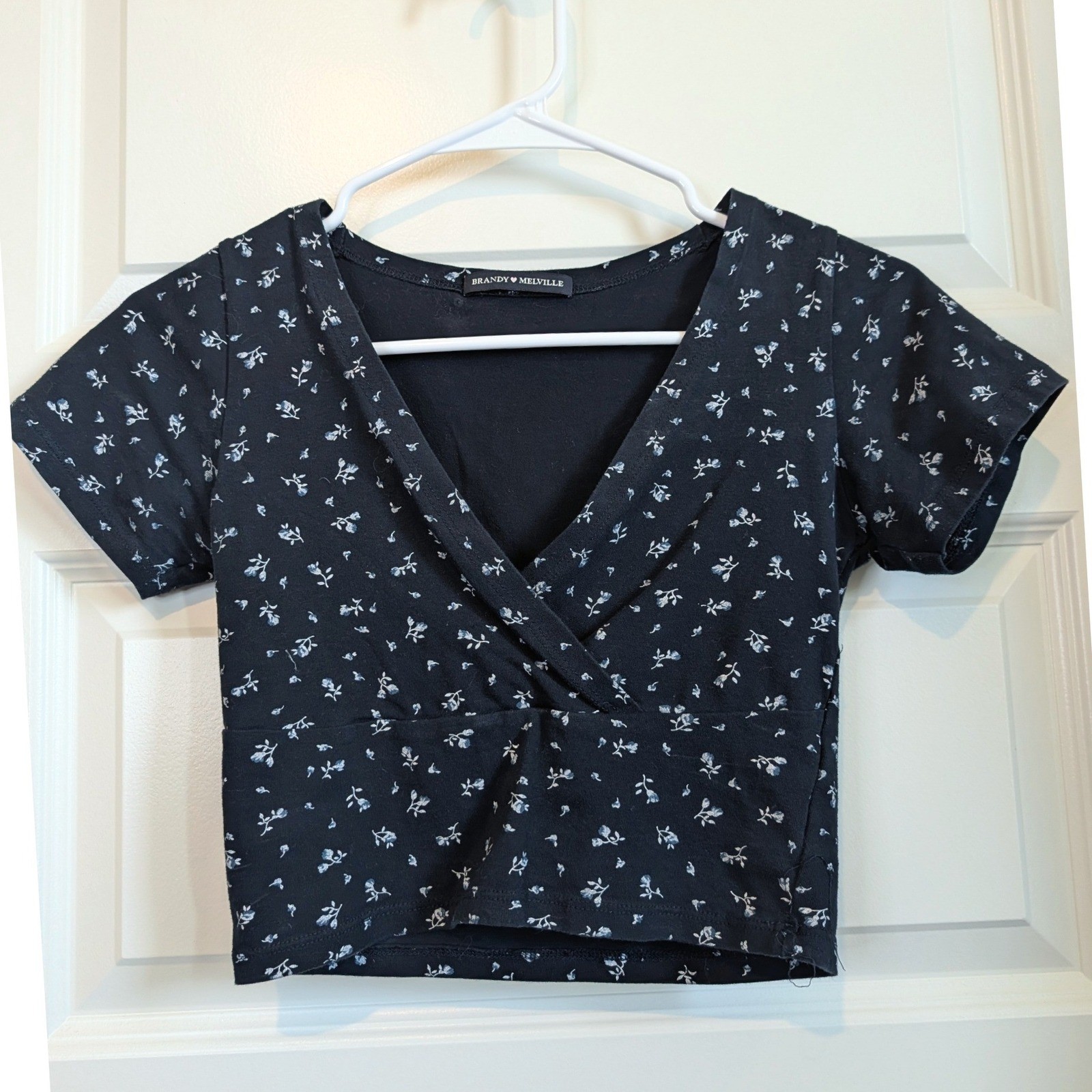 Brandy Melville Floral Surplice Crop Top