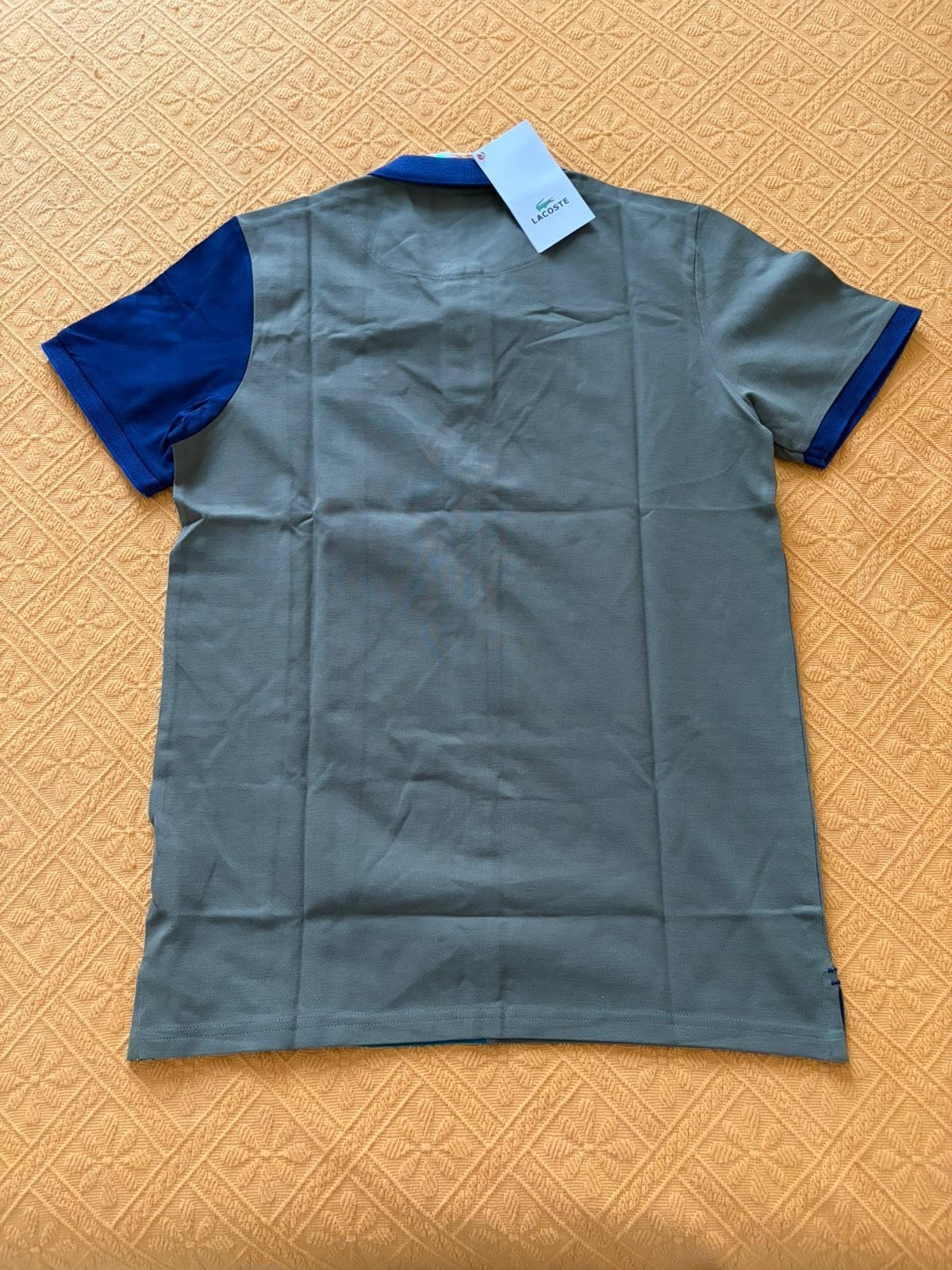 Lacoste Mens Color-Block Polo Shirt Grey Blue Turquoise Size M FR 4 – NEW