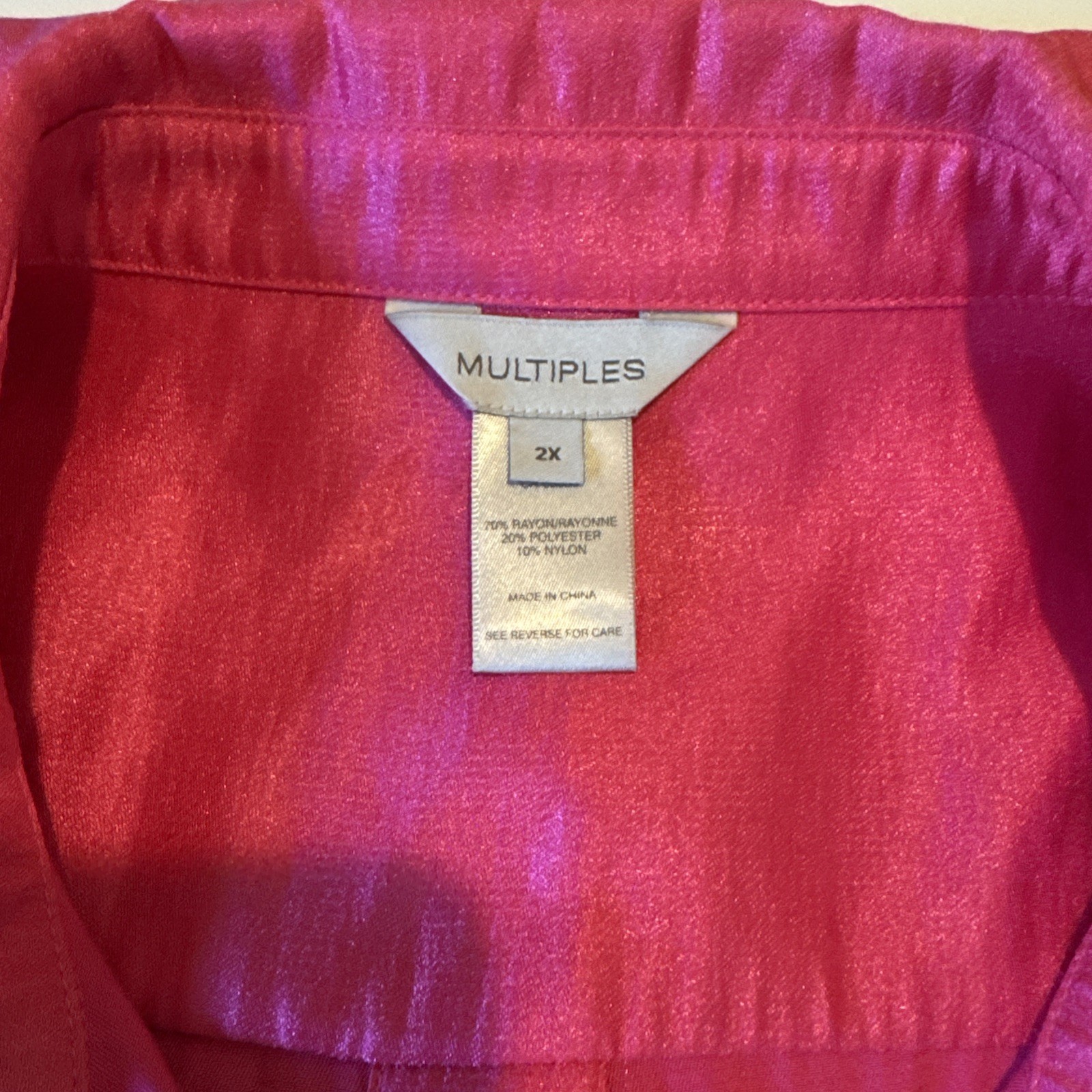 EUC Multiples Brand Plus Women’s Shackedt Jacket Shirt 2x Pink Fuschia Toggle