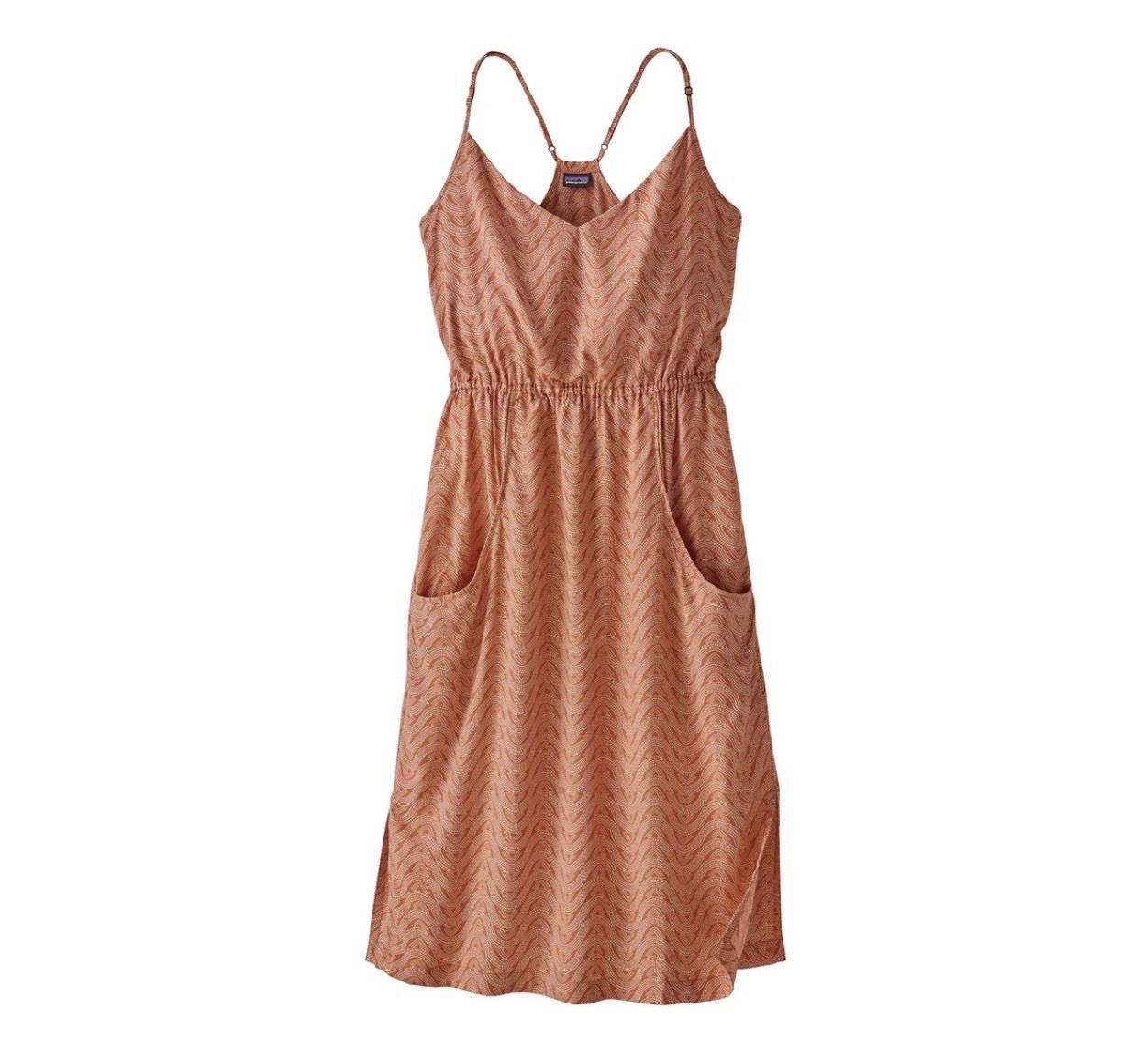 Patagonia Orange Print Tencel Midi Dress Womens Small Summer Casual Travel Beach