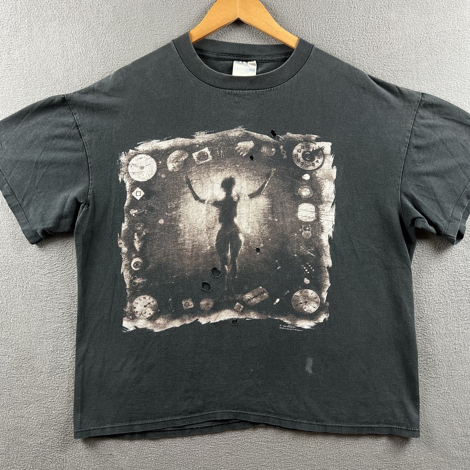 Vintage Ministry Shirt Mens XL Black Faded Psalm 69 Single Stitch 90s Brockum