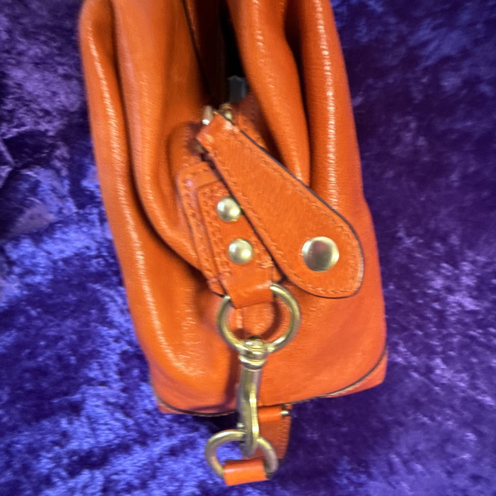 Coach Orange Large Satchel Top Handle Zip Detachable Strap Silver Hardware