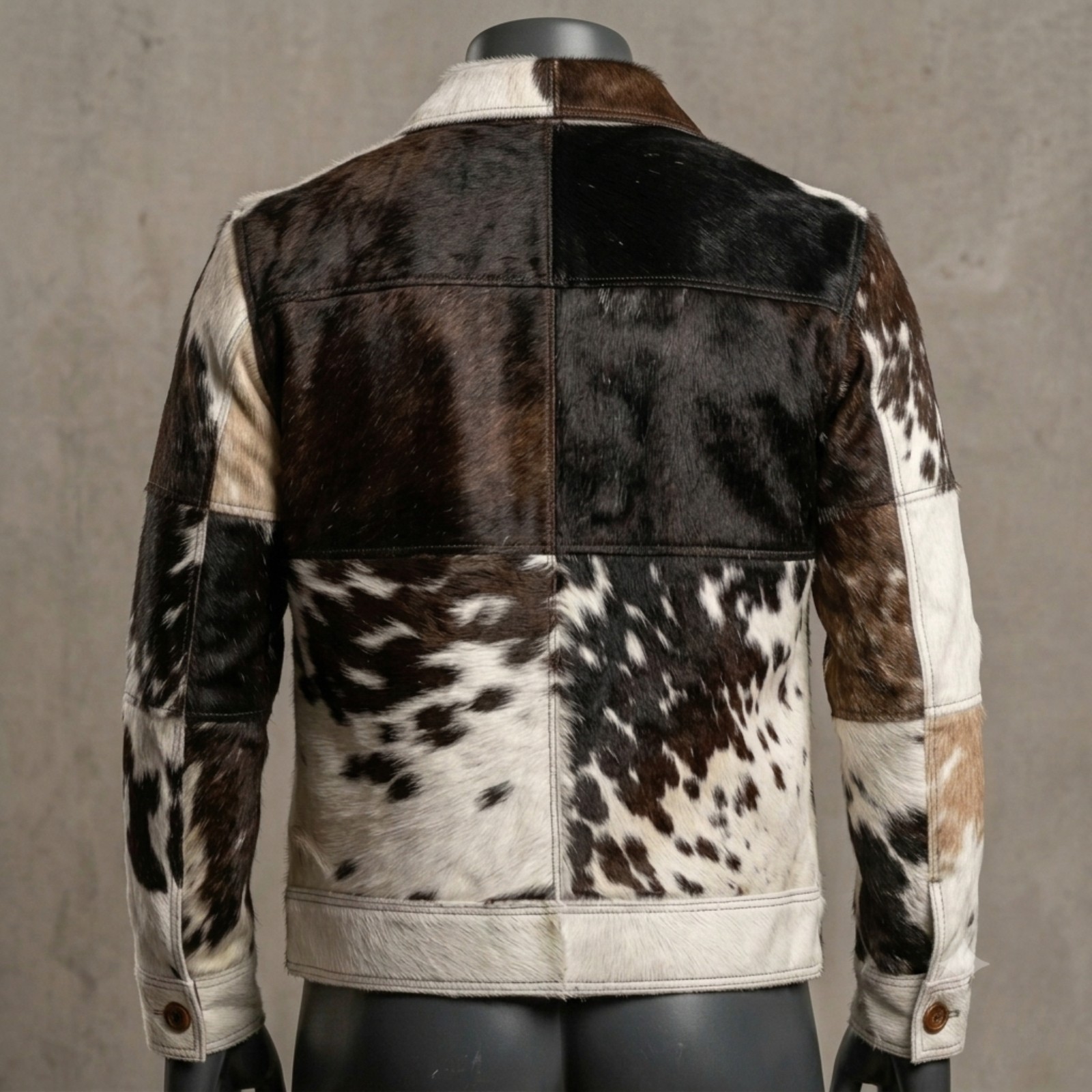 Men’s Brown & White Cowhide Leather Jacket Hair On Hide Western Bomber Jacket Po