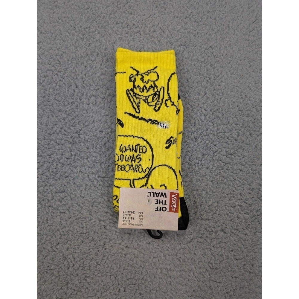 Vans Crew Socks Mens Womens 6.5-9 Yellow Charlie Brown Peanuts Casual Athletic