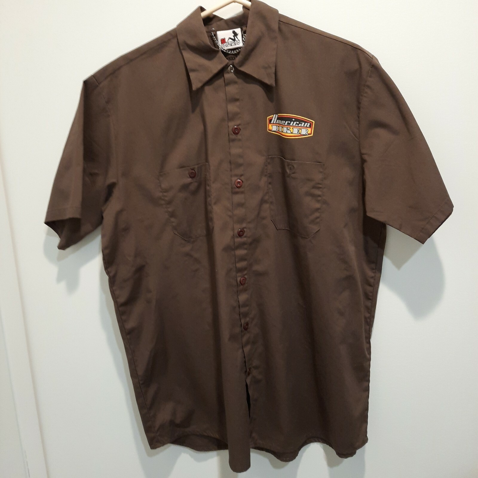 NWOT American Biker Motorcycle Shirt with Graphics Size L Brown