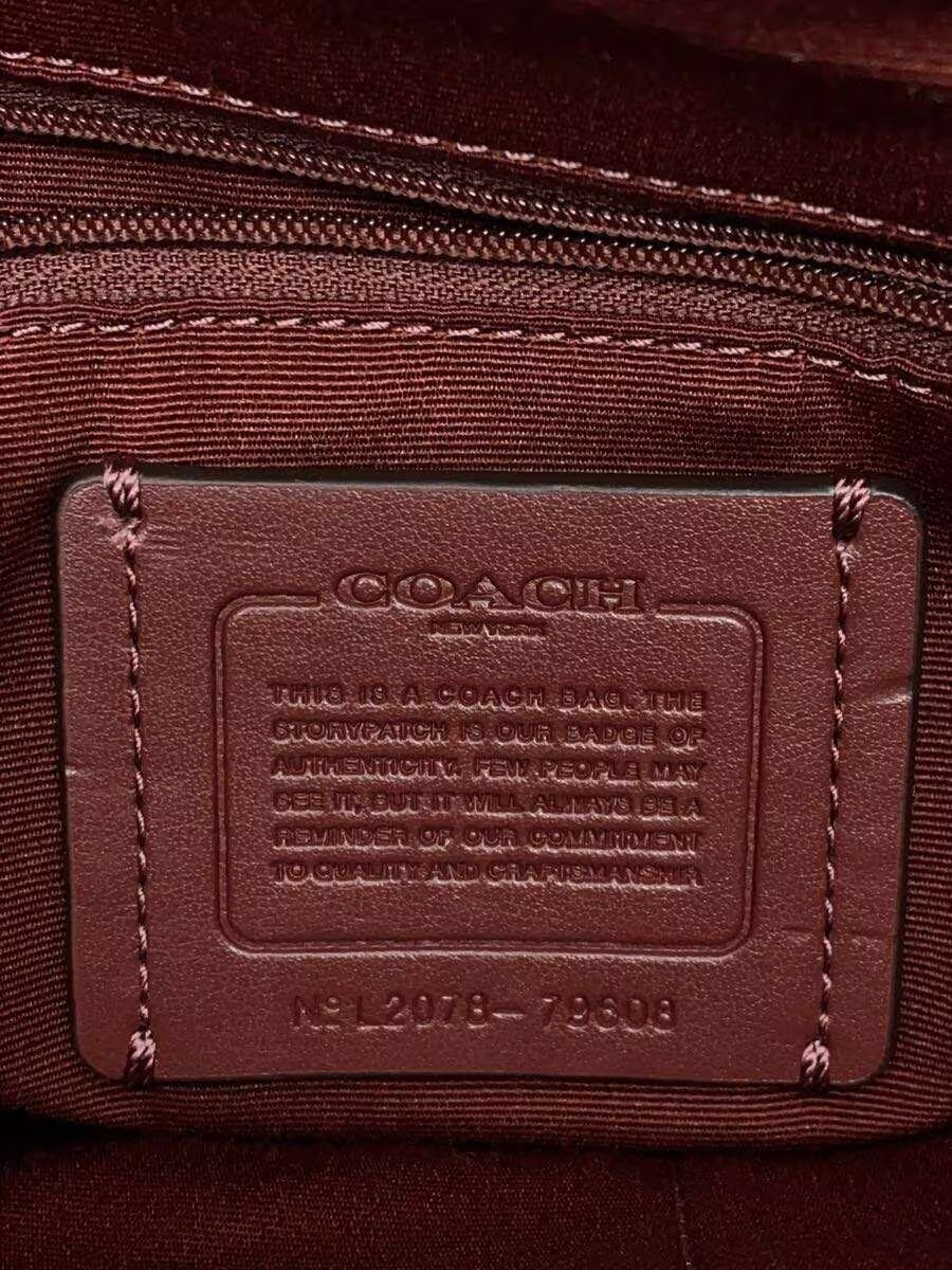 COACH Tote Bag, Leather, Red, Solid Color, F79608