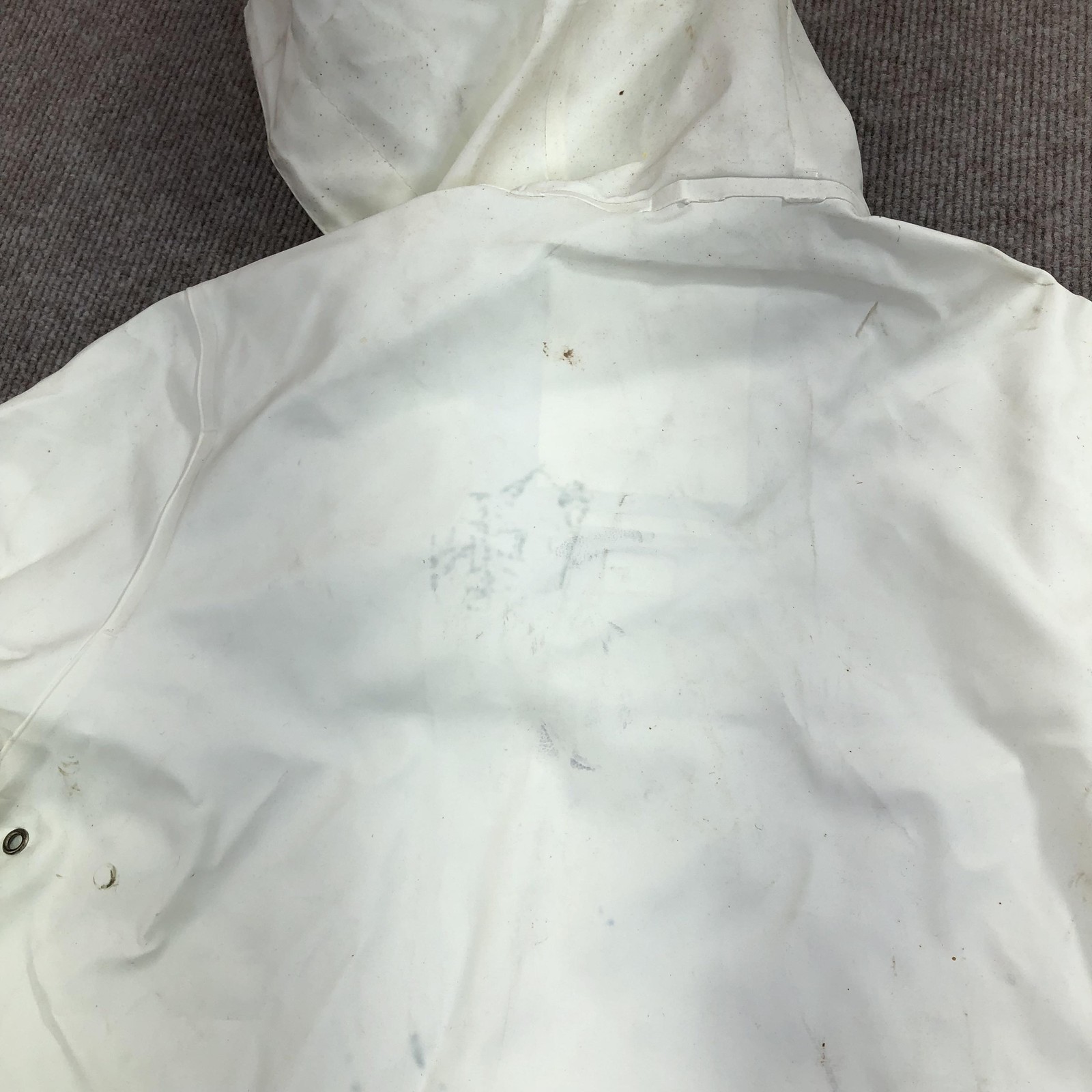 Stutterheim Mosebacke Rain Coat Womens M White Hooded Rubberized Waterproof