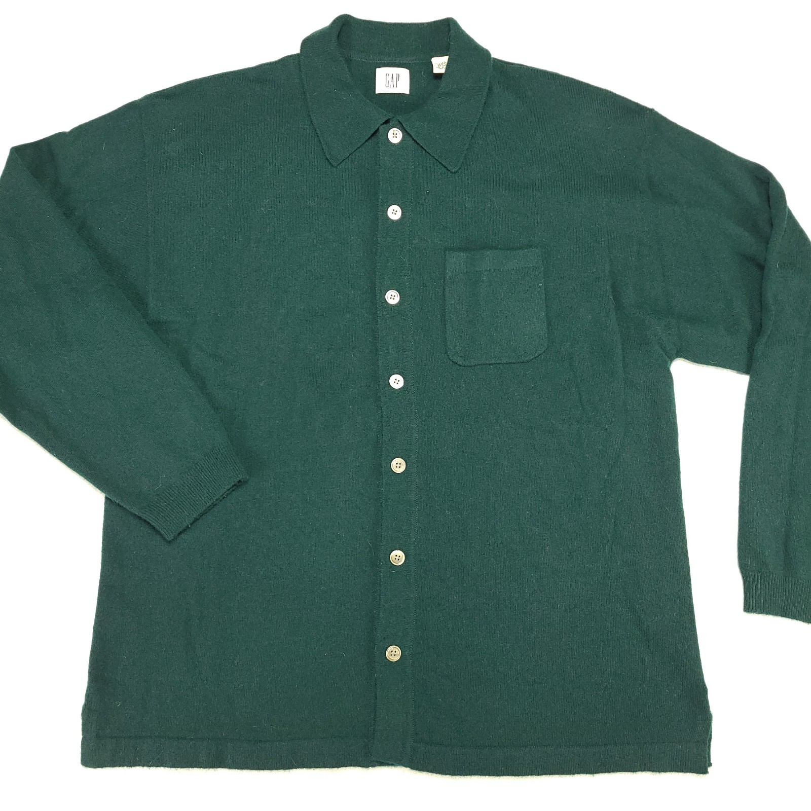 Gap Mens Vintage Sweater XL 100% Lambs Wool Button Cardigan Polo Collar Clean!