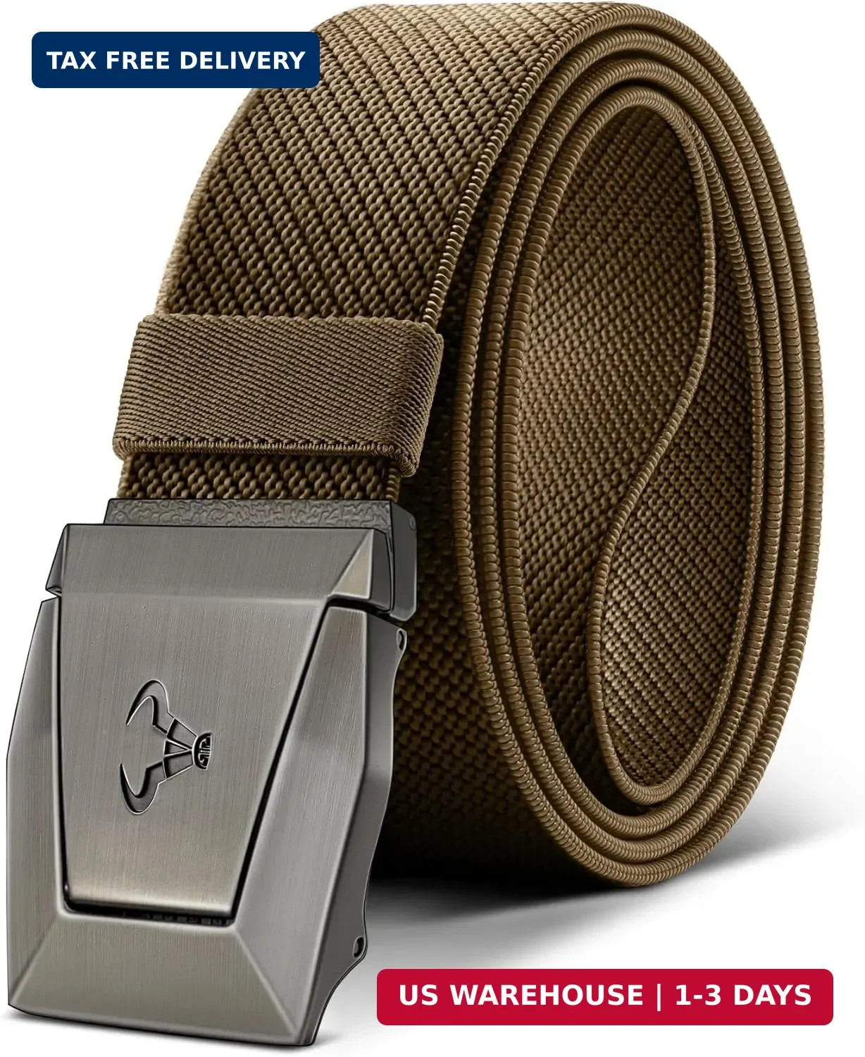 Heavy-Duty Mens Tactical Belt Adjustable Stretch Nylon with Quick-Release Buckle