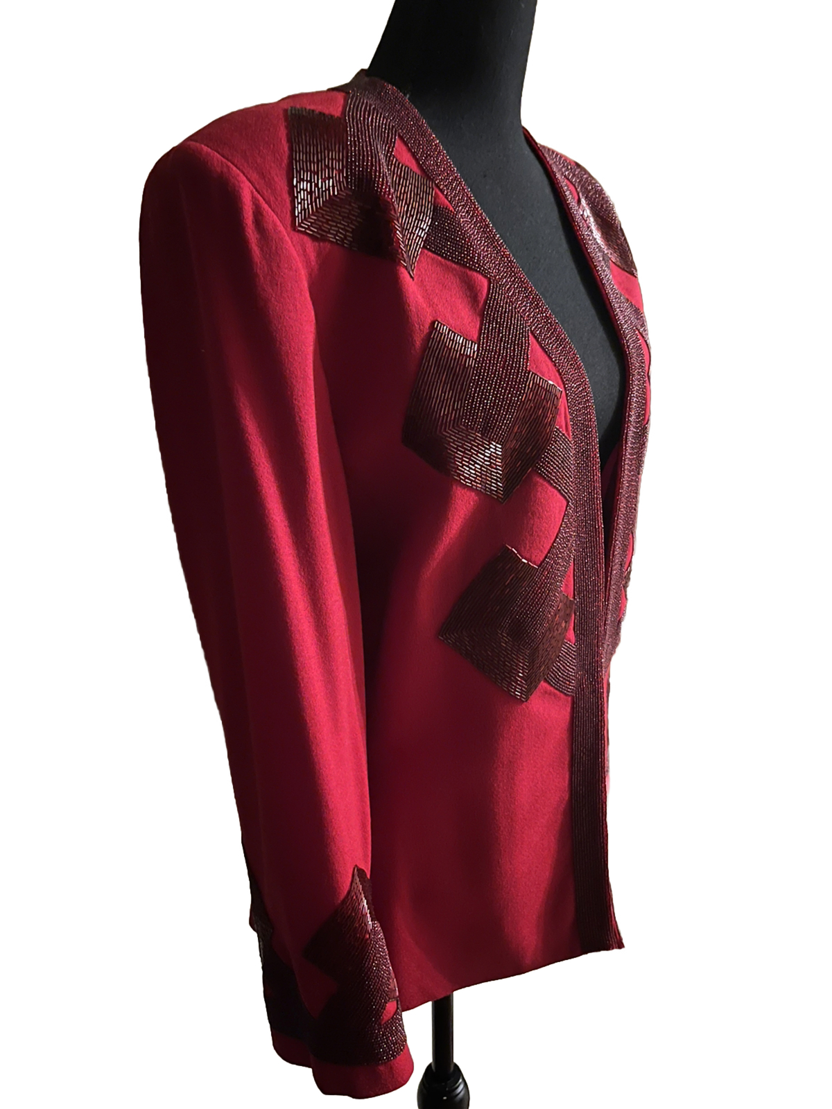 Vintage Nolan Miller 80s Dynasty Designer Red Glam Jacket Heavily Beaded Size 18