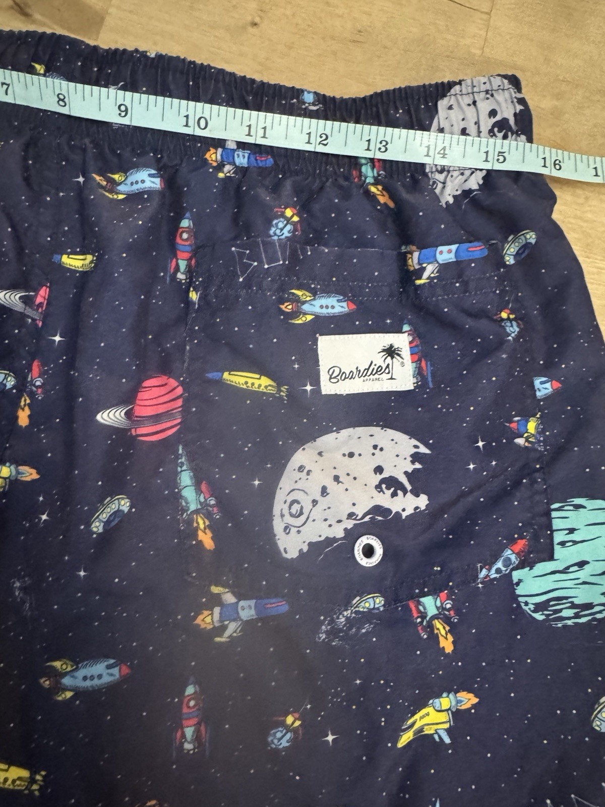 Boardies Apparel Rocket Navy Swim Trunks Size Medium stars Space