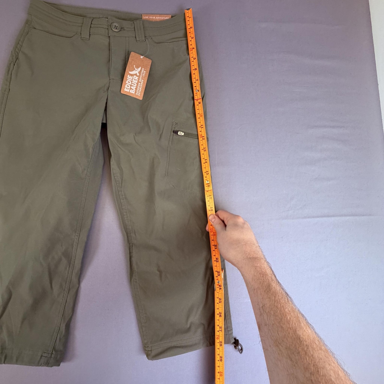 Eddie Bauer Capri Pants Womens 0 Green WR Rainier Nylon Stretch UPF 50+
