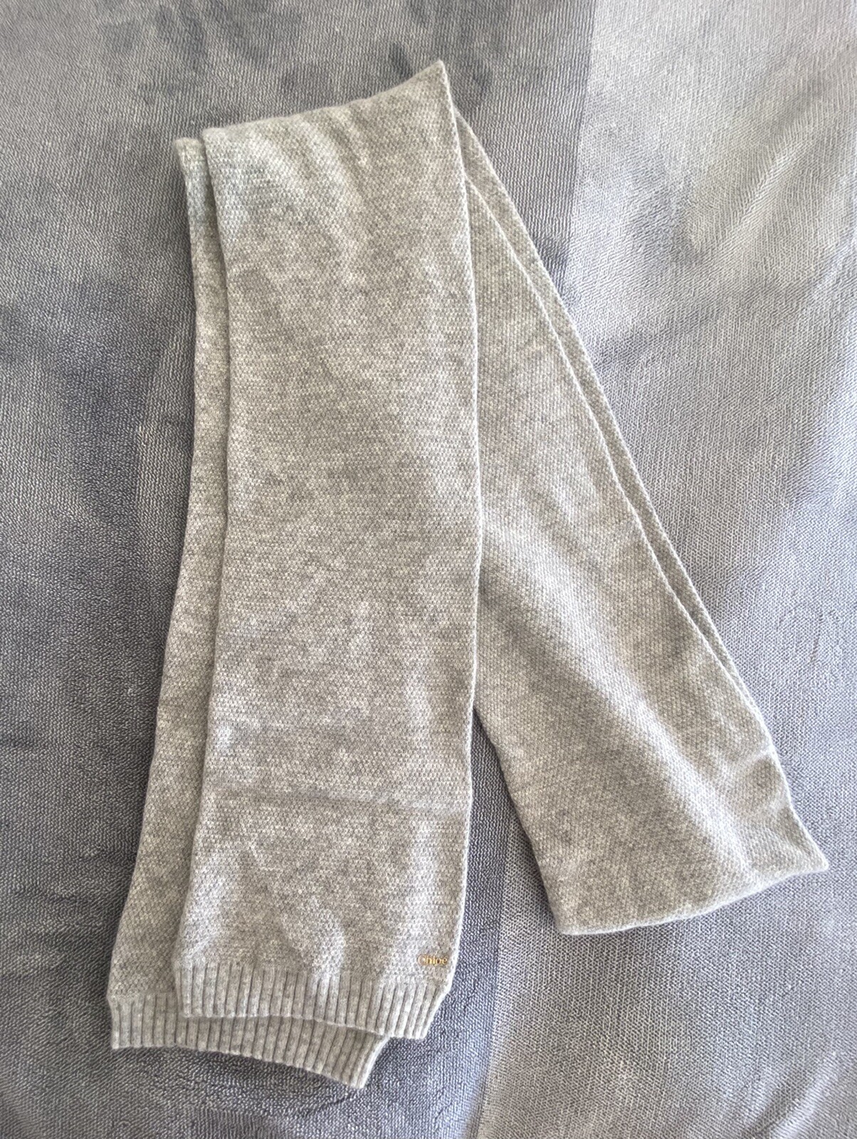 CHLOE CASHMERE SCARF long Light grey 248 x 17 cm Designer luxury Winter $1299