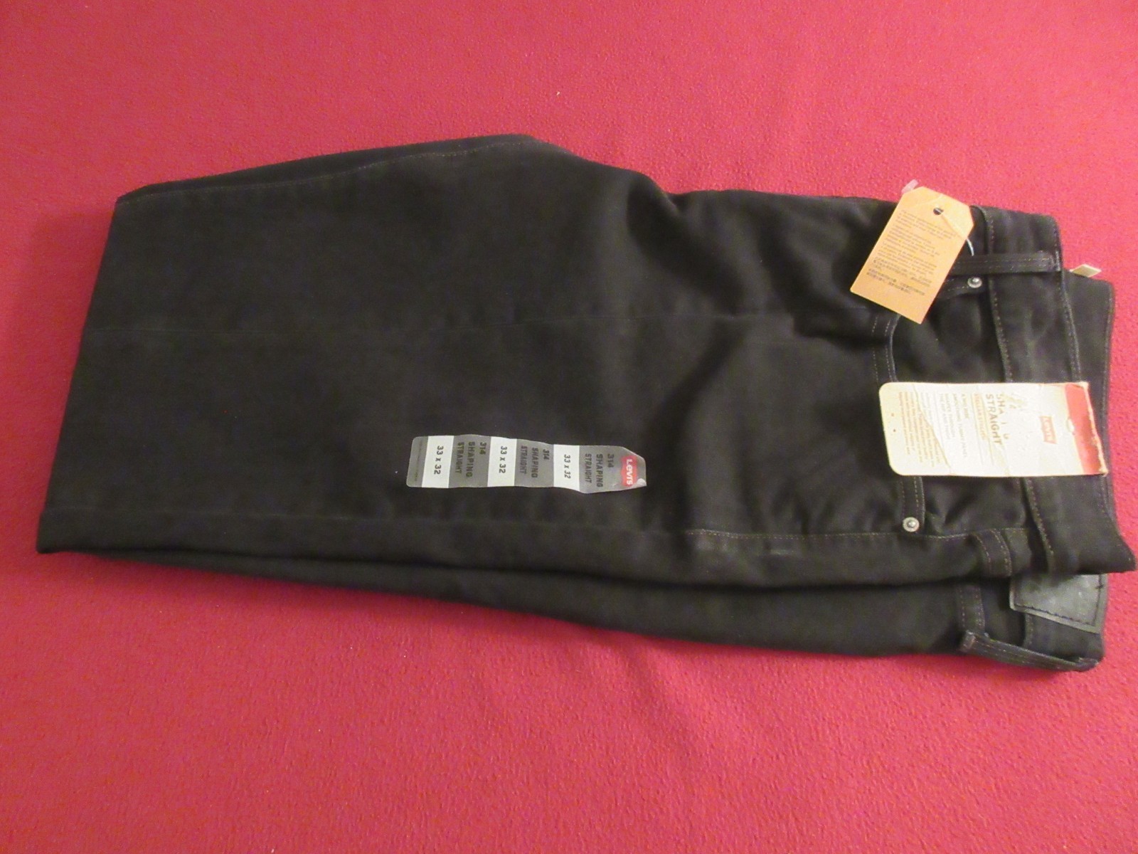 Levis 314 BlackJeans Womens 33 x 32 Shaping Straight Blackout Biker Denim