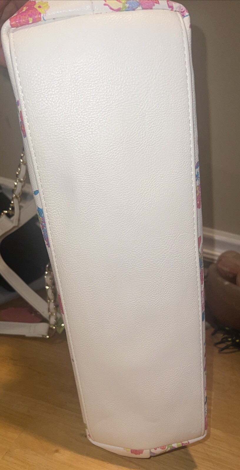 Betsey Johnson Tote Handbag Bakery Floral Big Bow Chain Strap Accent Logo Spring