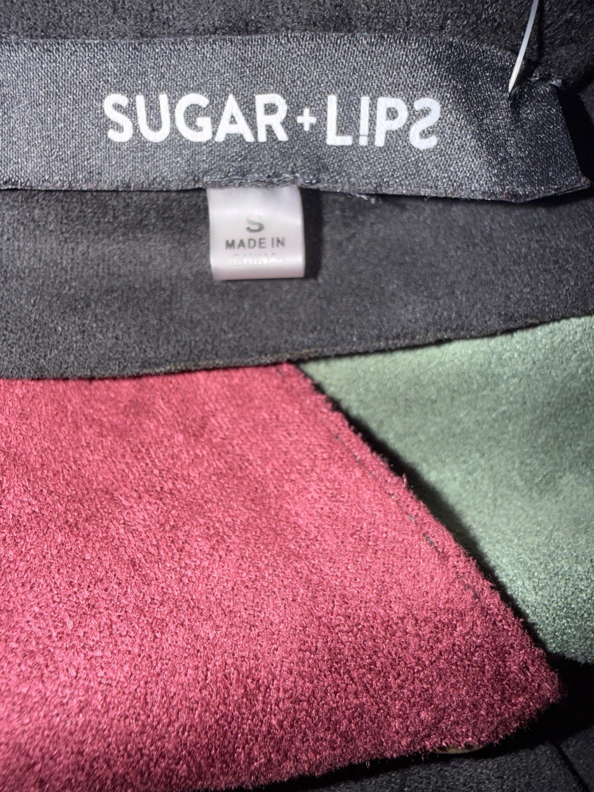 NWT Sugar lips Multicolored Suede Mini Skirt Size Small Button Down Front