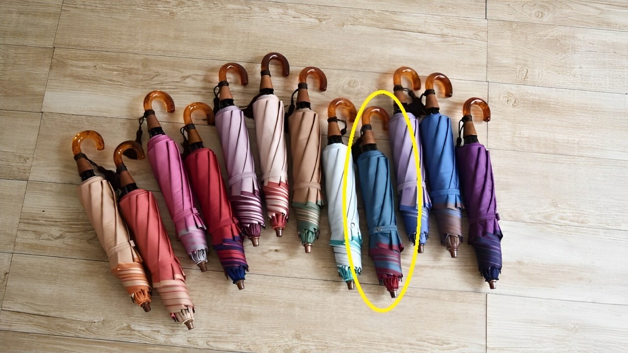 Komiya Shoten Artisan Folding Umbrella 21.6″ 55cm Raspberry x Smoky Aqua Japan