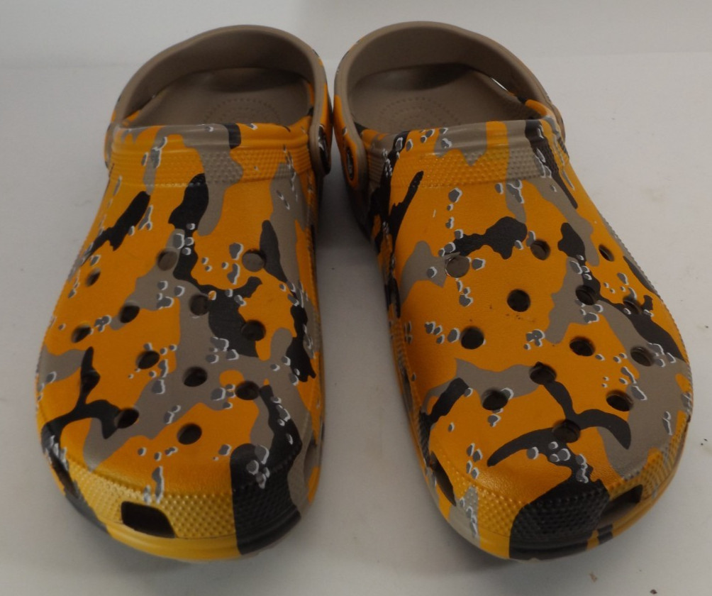 Mens 13 Crocs Classic Clog Shoes Duck Camo Classic Orange Tan Black White