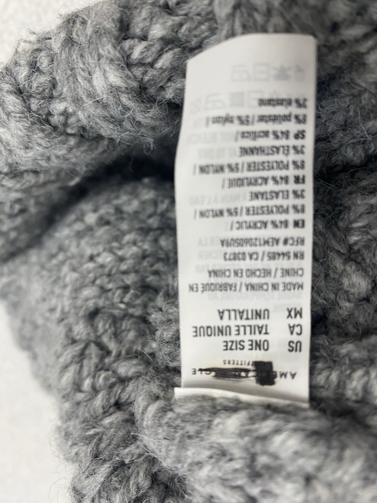 american eagle Cable Knit Beanie Gray Adult One Size Acrylic Blend B19