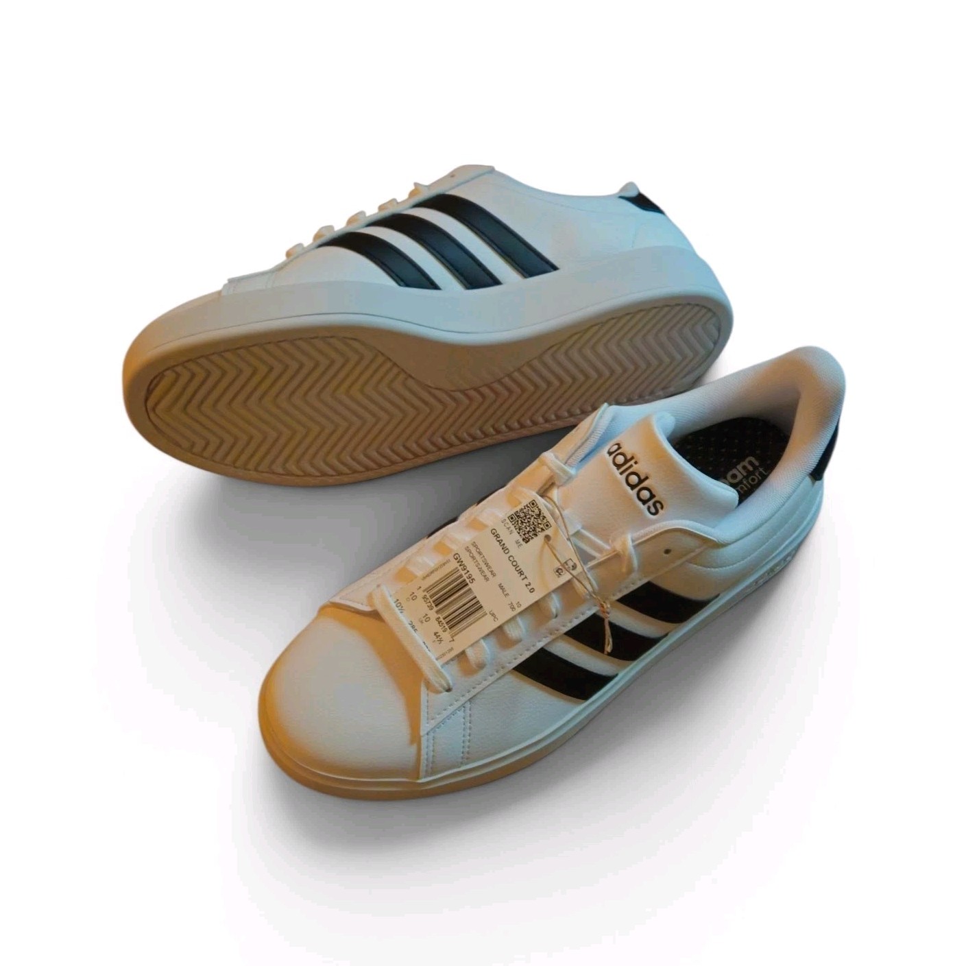 Adidas Grand Court 2.0 Men’s Low Top Lace-Up Sneakers White/Black GW9195