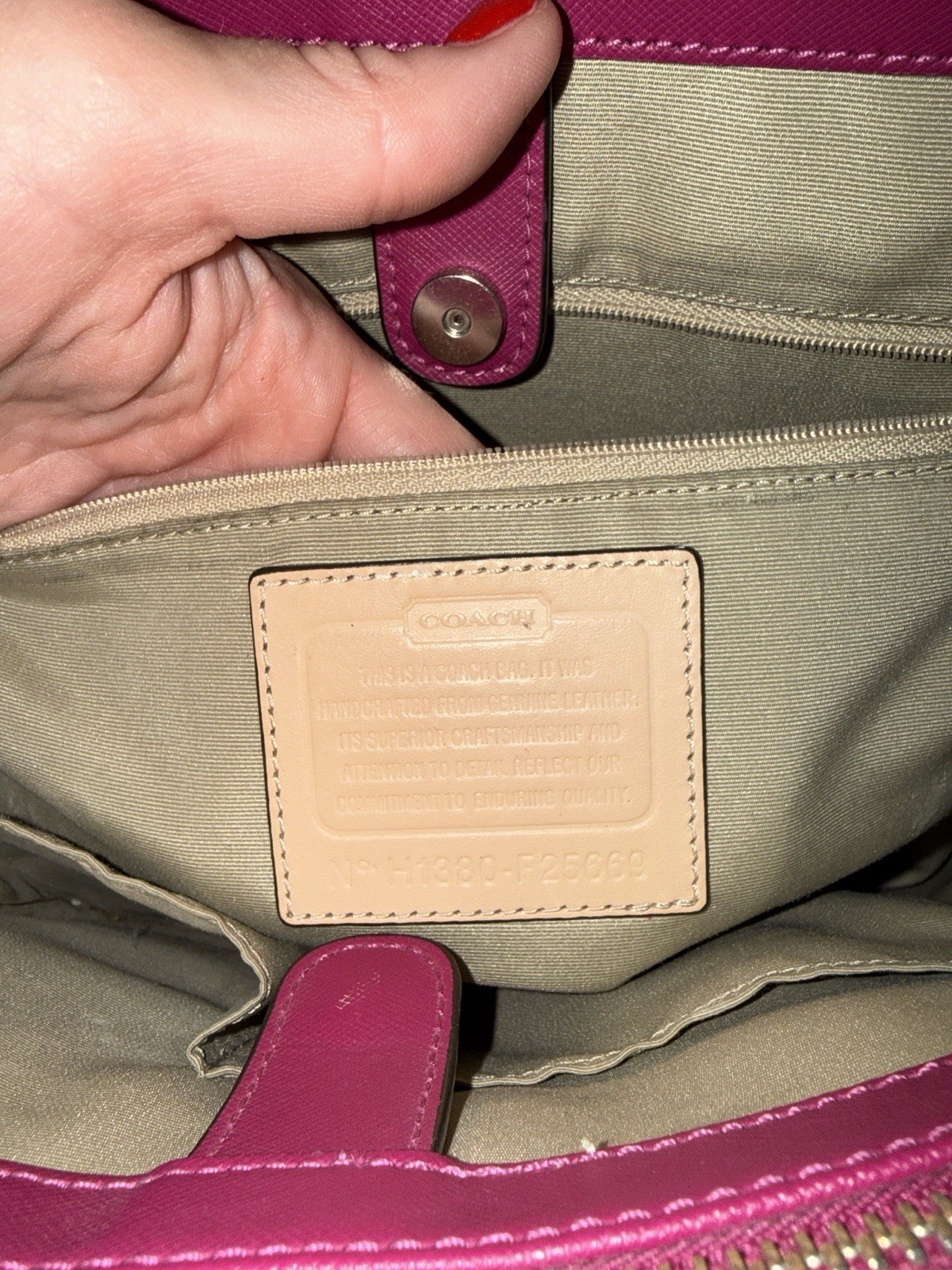 Coach Magenta Peyton Leather Jordan Double Zip Carryall (style number F25669)