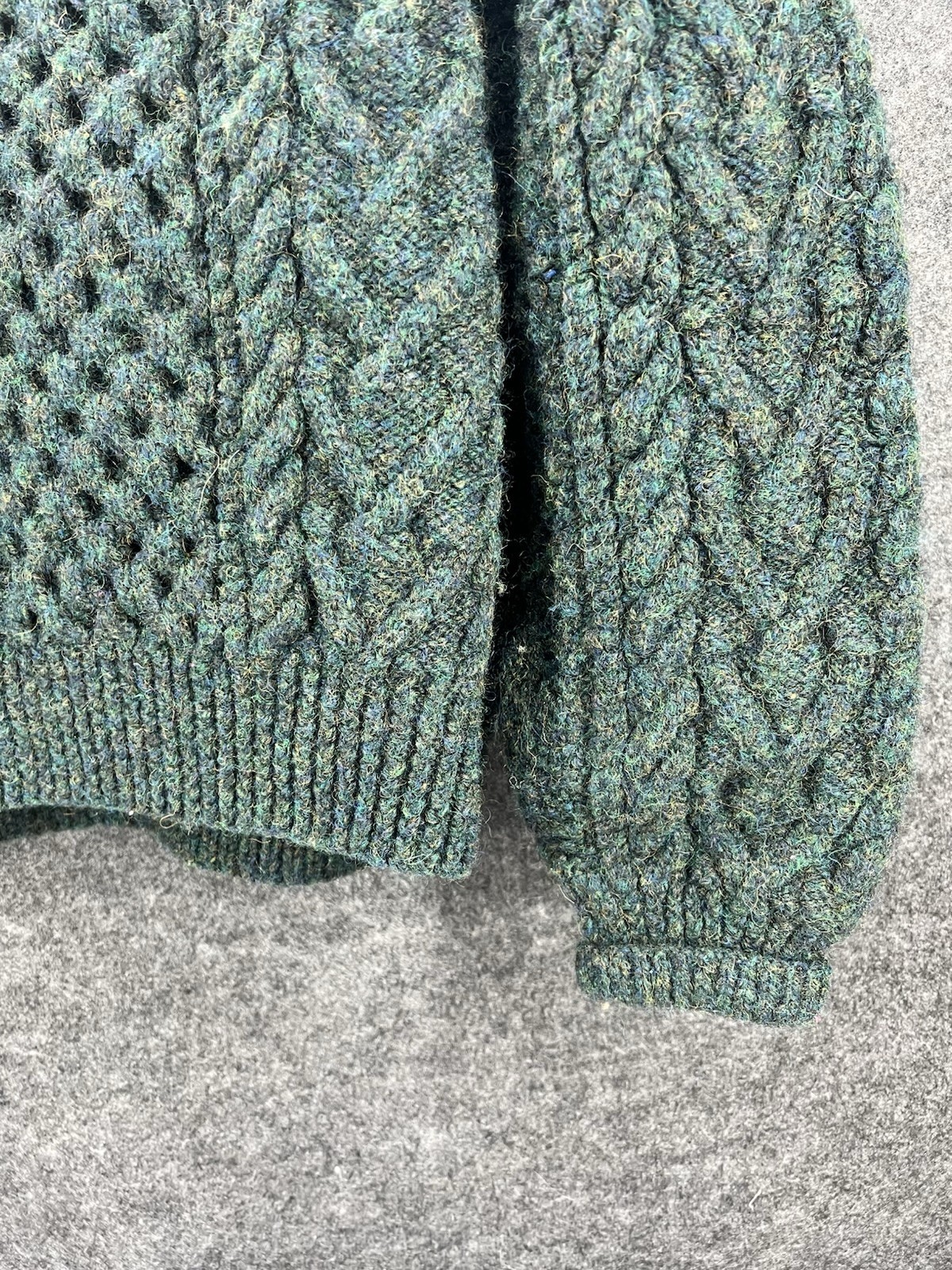 Athena Designs Sweater Wool Fisherman Irish Handknit Made In Ireland – Green