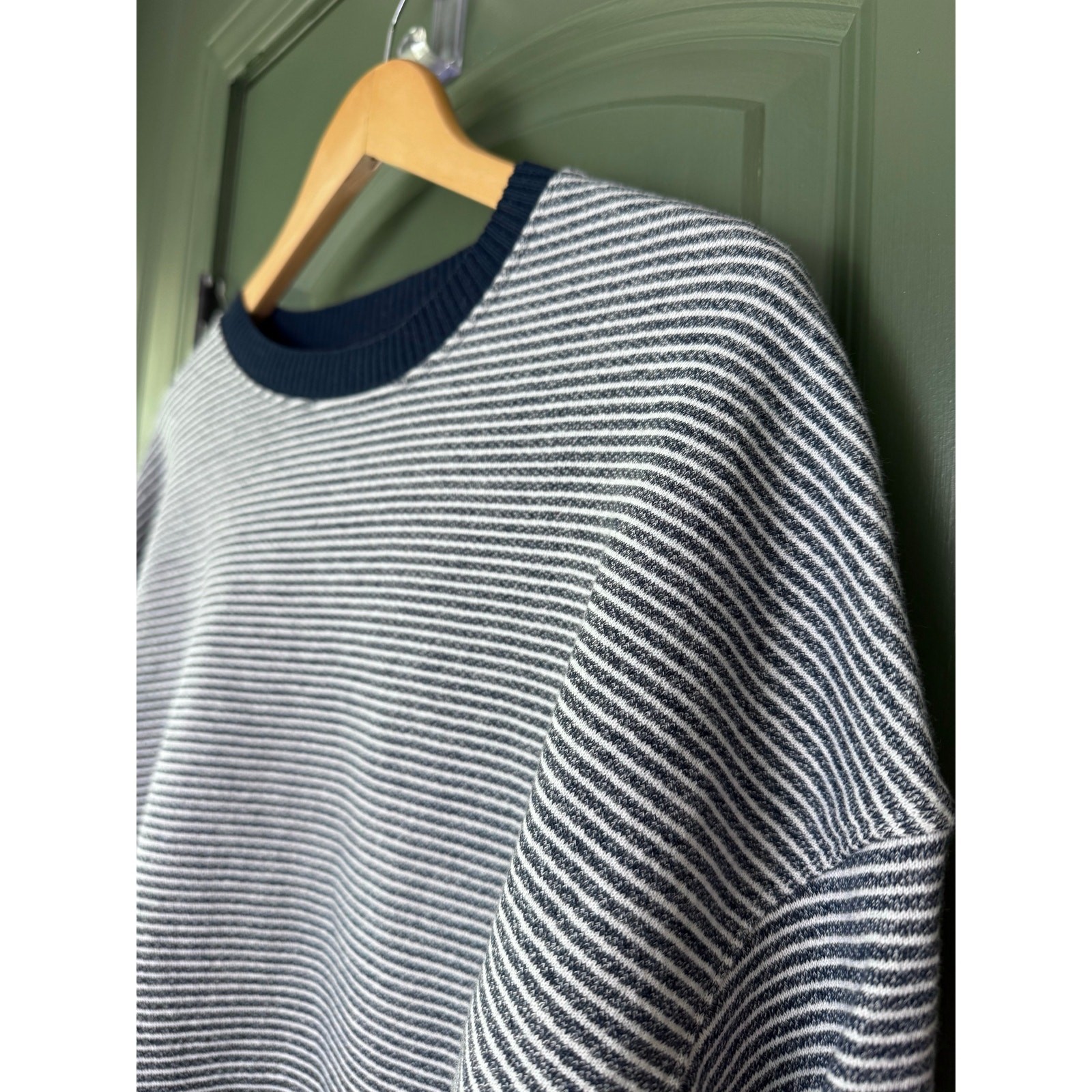 NWOT Frank & Eileen Ribbed Knit Cozy Pullover Sweatshirt Navy White Stripe Large