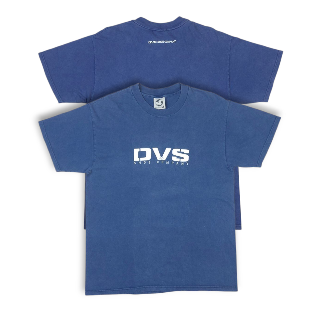 Vintage 90s DVS Shoes Company Skateboard Double-Sided Blue Navy T-Shirt L/XL
