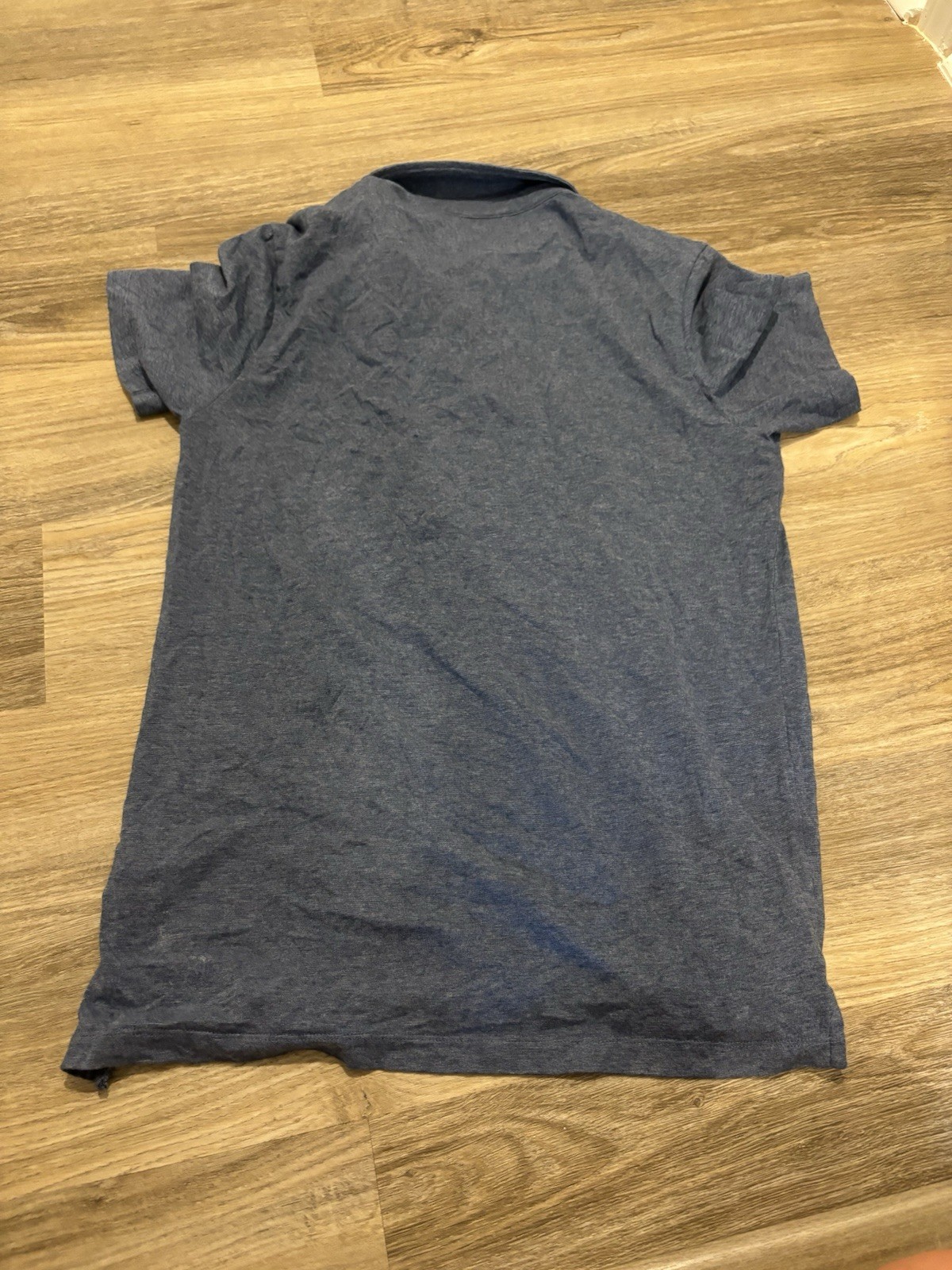 Faherty Brand Mens Movement Polo Shirt Blue Heather Short Sleeve Size Small