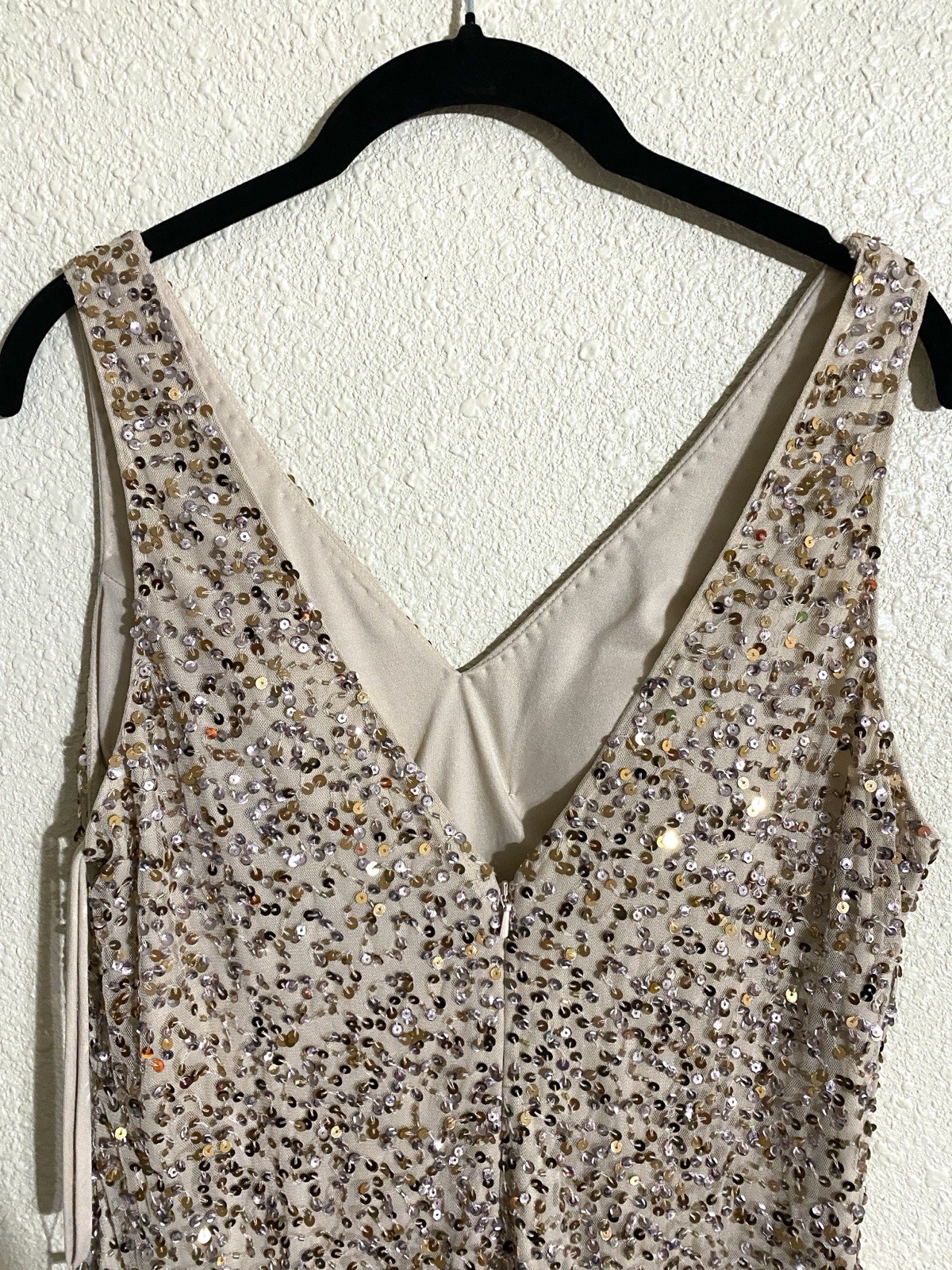 Mac Duggal Brown Beaded Fringe Sequin Mini Dress 4971 Size 8 NWT