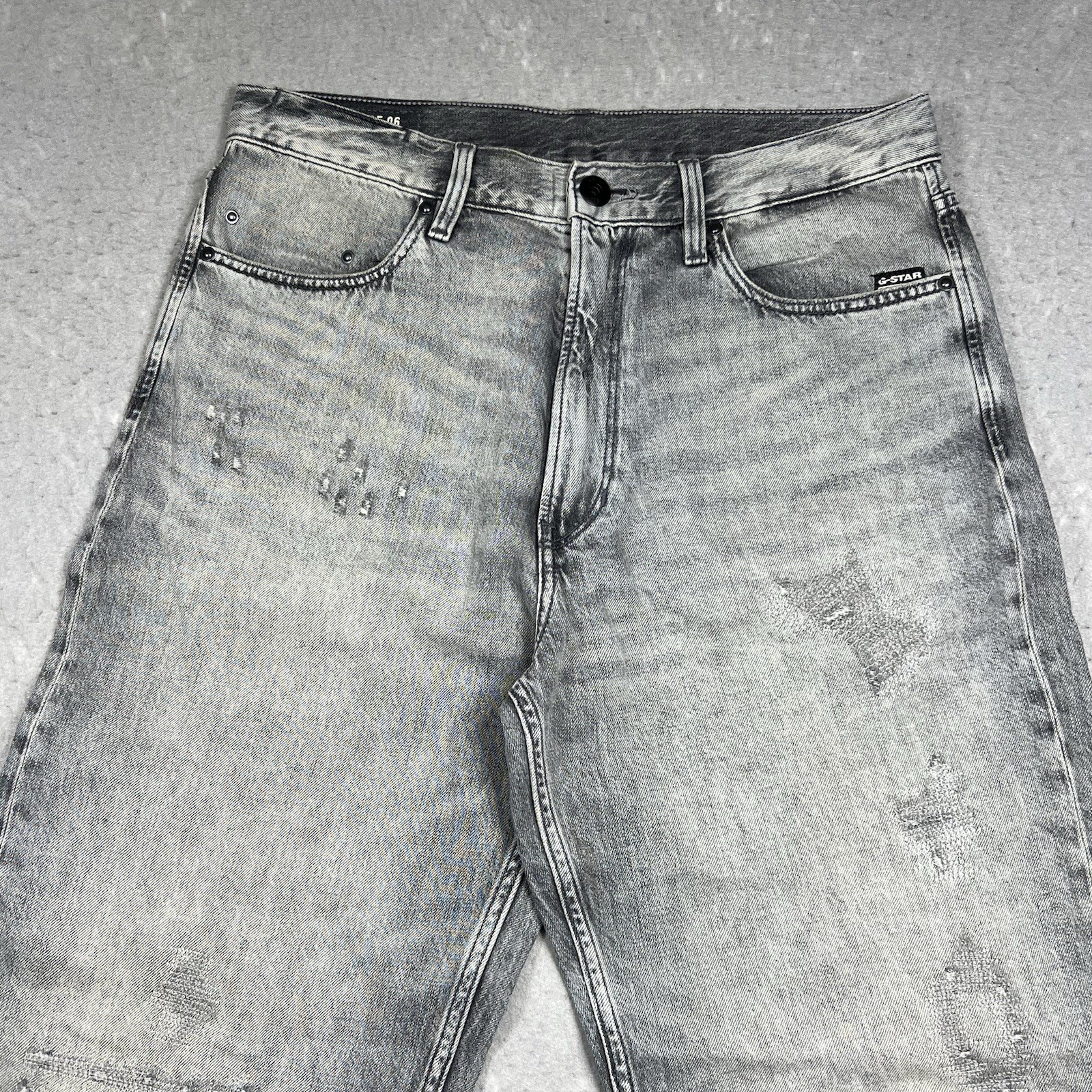 G Star Jeans Raw Type 96 Loose Distressed Zipper Fly Gray Size 32X28 Y2K Style