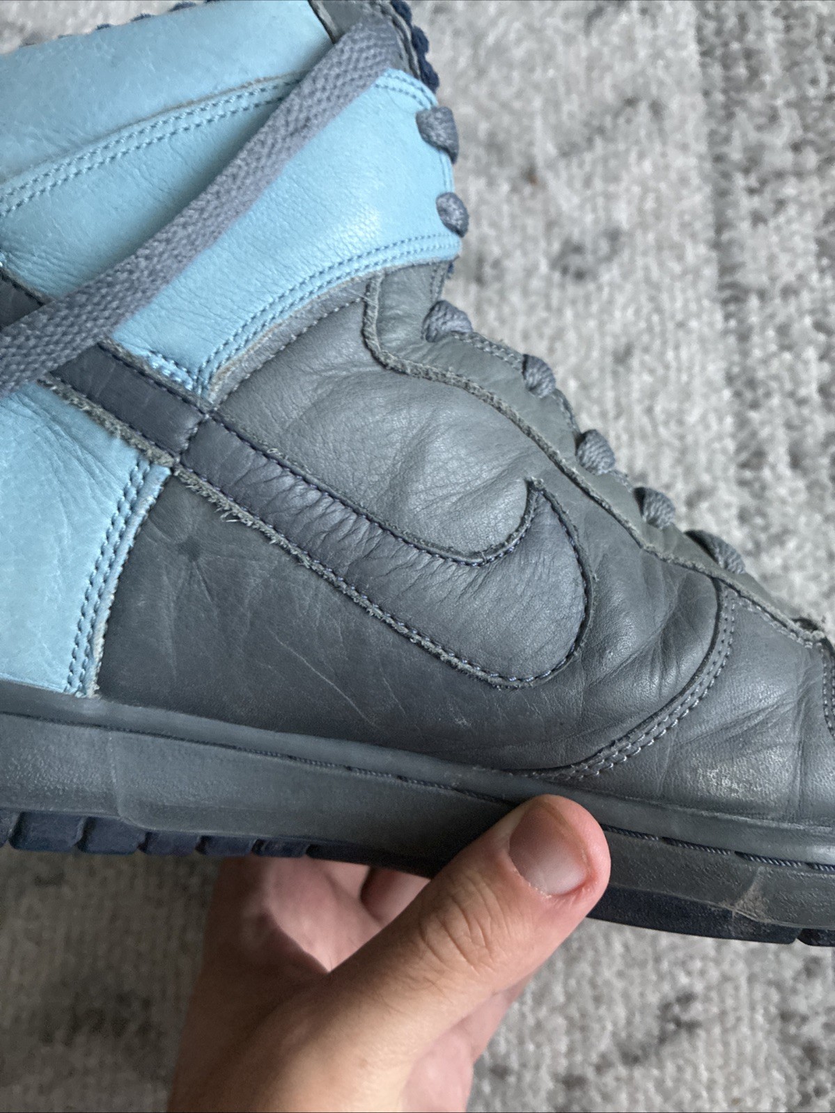 2006 Nike DUNK HIGH PREMIUM FLINT GREY MIDNT NAVY-UNI BLUE 314877-041 Black Five