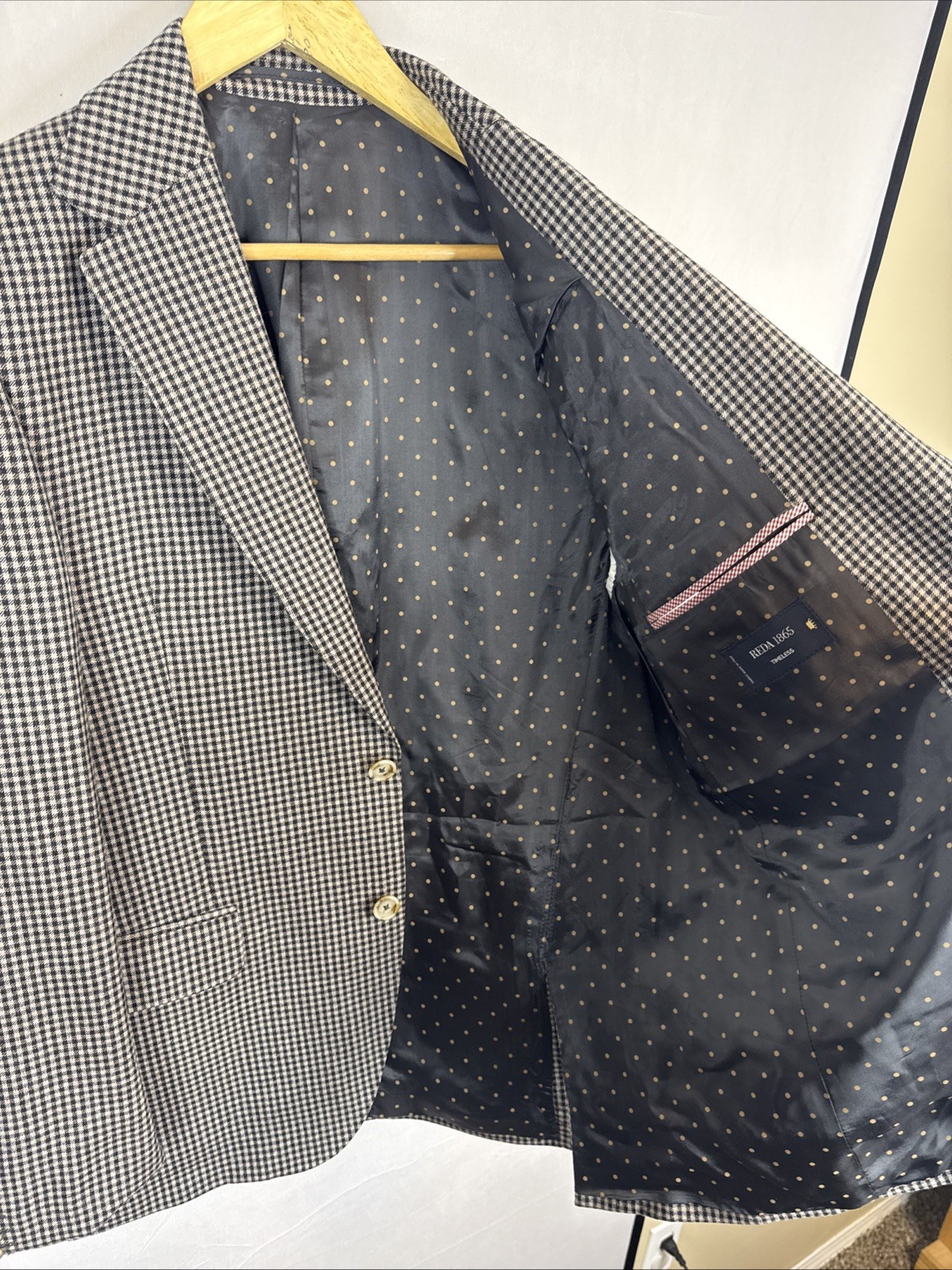 Sand Copenhagen Reda 1865 Wool Blazer Houndstooth Black White Men 42