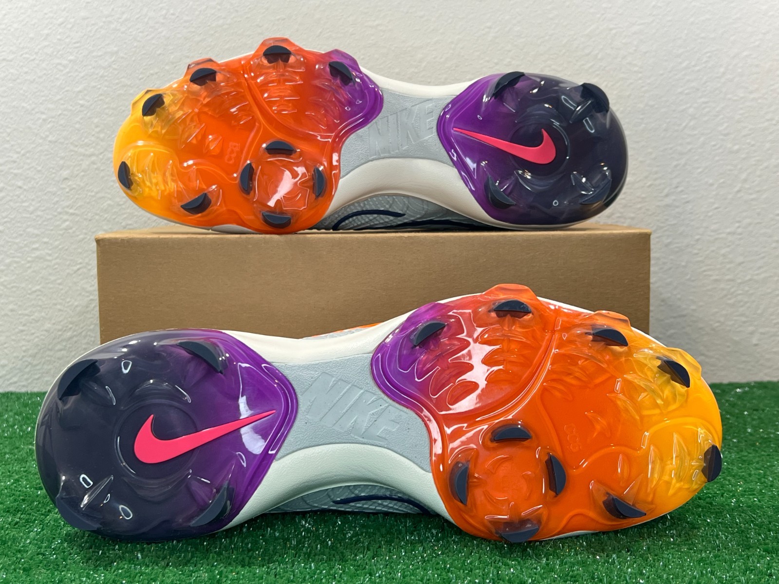 Sz 10 Men – Nike Alpha Huarache NXT MCS NRG Grey Orange Baseball Cleats Plastic