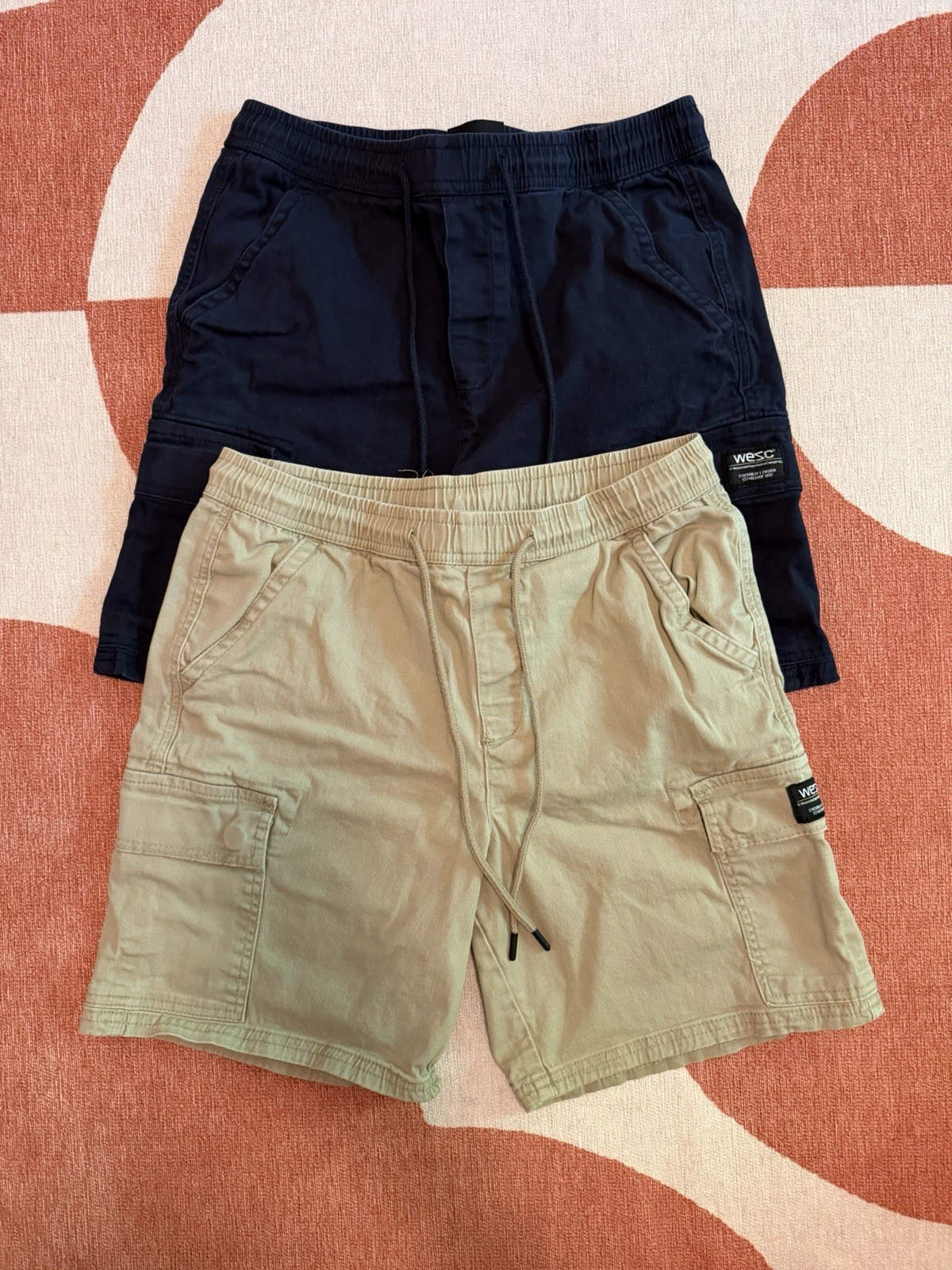Wesc Men’s Cargo Shorts Blue and Tan Size Small