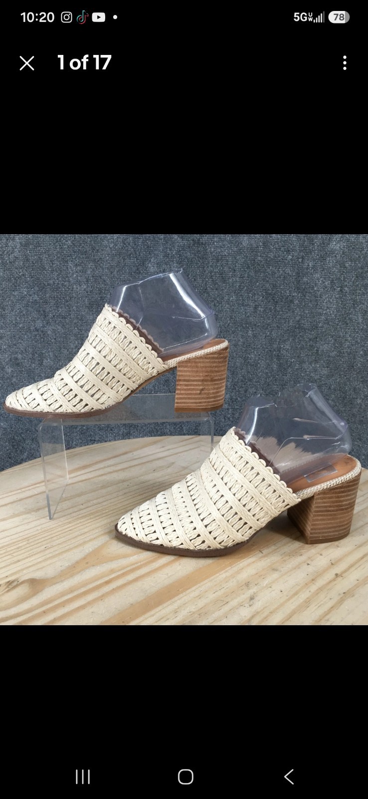 DV Dolce Vita Sandals Womens 9.5 Trav Woven Slip On Block Heeels Mule Beige