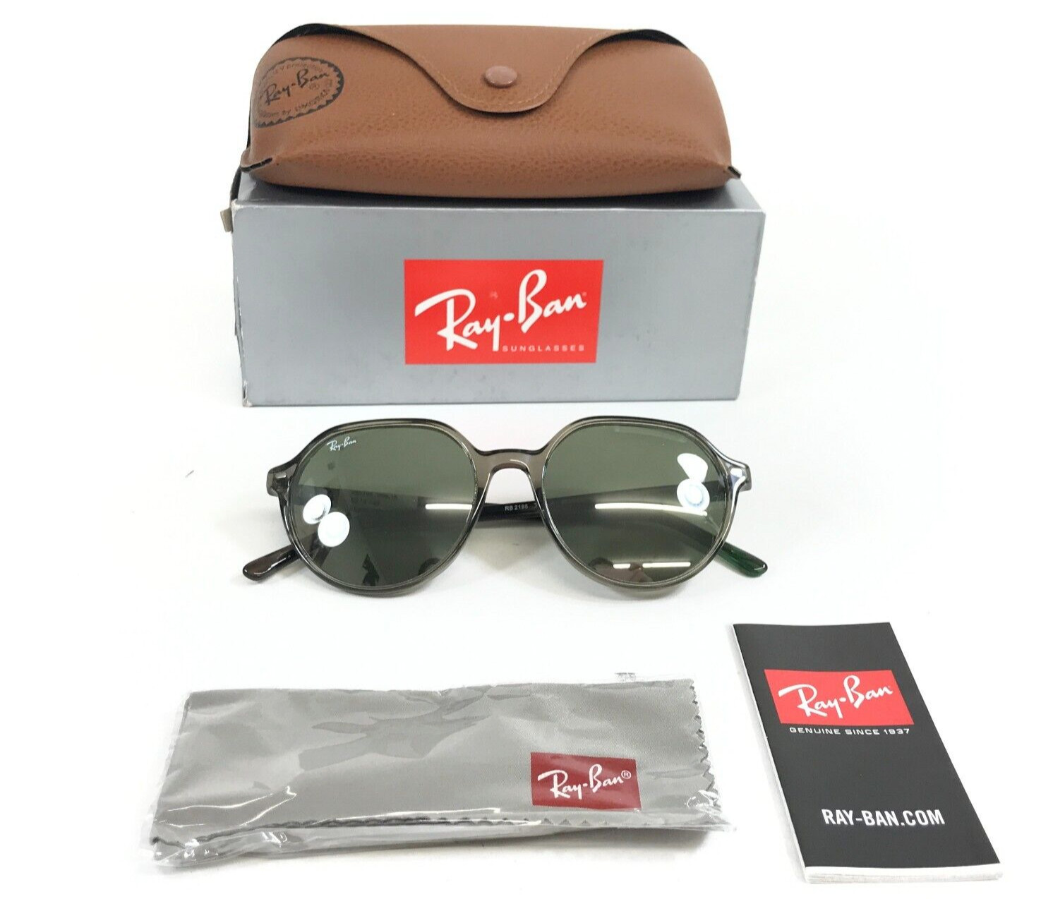 Ray-Ban Sunglasses RB2195 THALIA 6635/5C Transparent Green w/ Grey Mirror 53 mm