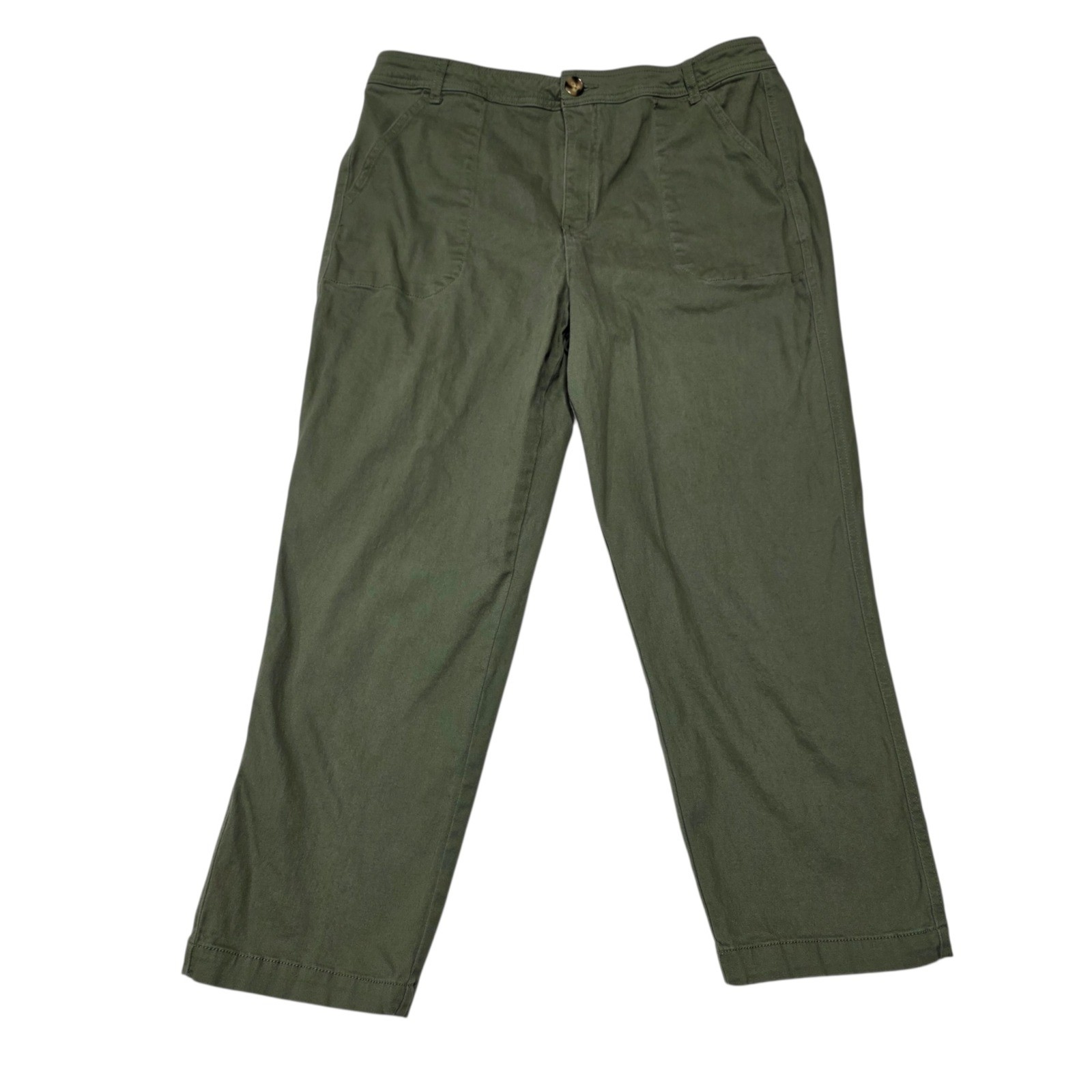 Elizabeth And James Pants Womens 14 Green Utility Chino Straight Leg Stretch