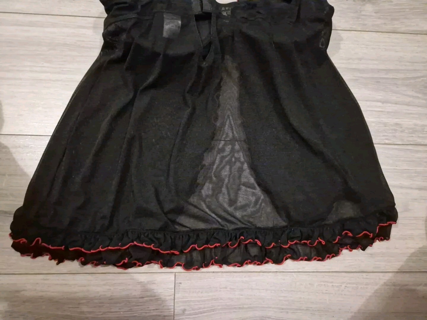 BNWOT Vintage Ann Summers Insinuate Black Mesh & PVC Babydoll Set Size M/L 16-20